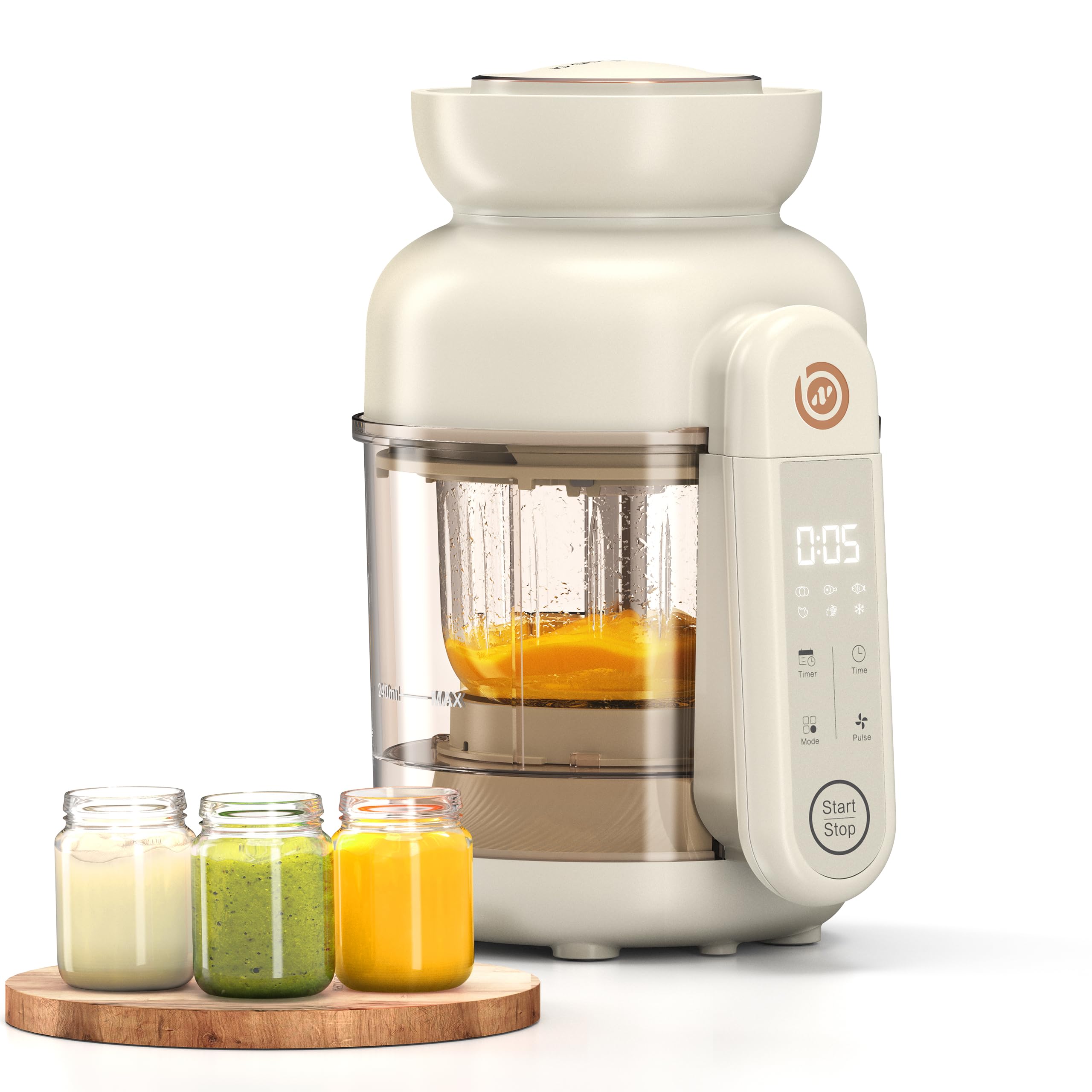 Auto Baby Food Maker with Steamer & Blender - Glass Baby Food Processor for Homemade Puree - Touch Screen Control, Easy Cleaning & Dishwasher Safe - Perfect for Busy Parents Making Healthy Meals at Home