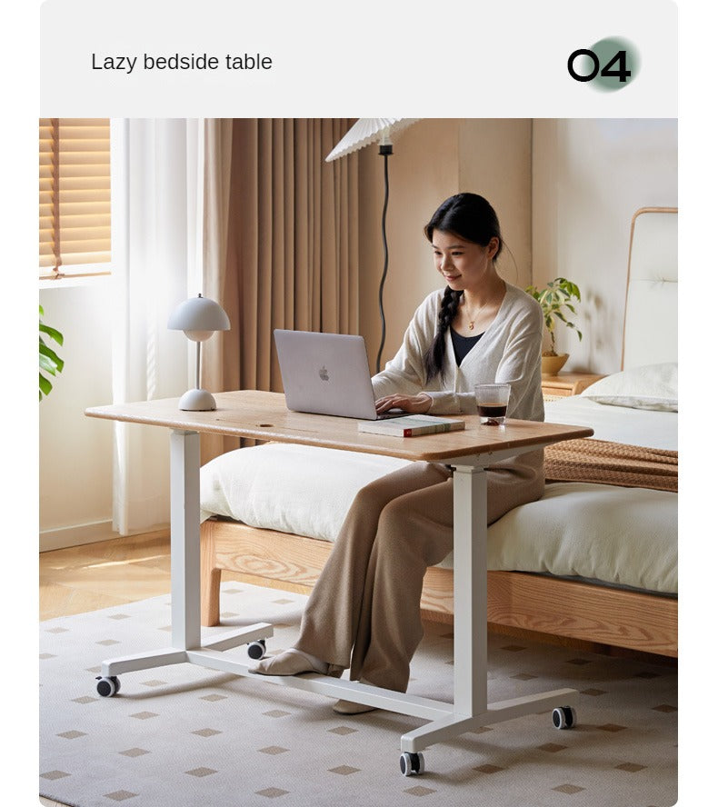 Solid Oak Wood Standing Desk for Home Office - Adjustable Height Mobile Workstation for Ergonomics & Productivity - Perfect for Remote Work, Study, and Small Spaces