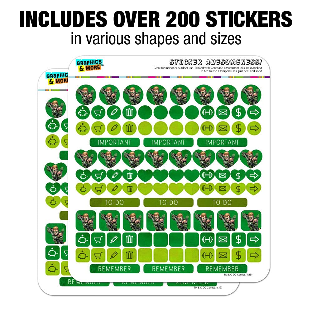 Justice League Green Arrow Sticker Set - Superhero Planner Calendar & Scrapbooking Decorative Stickers for Bullet Journals, DIY Crafts, Gift Wrapping