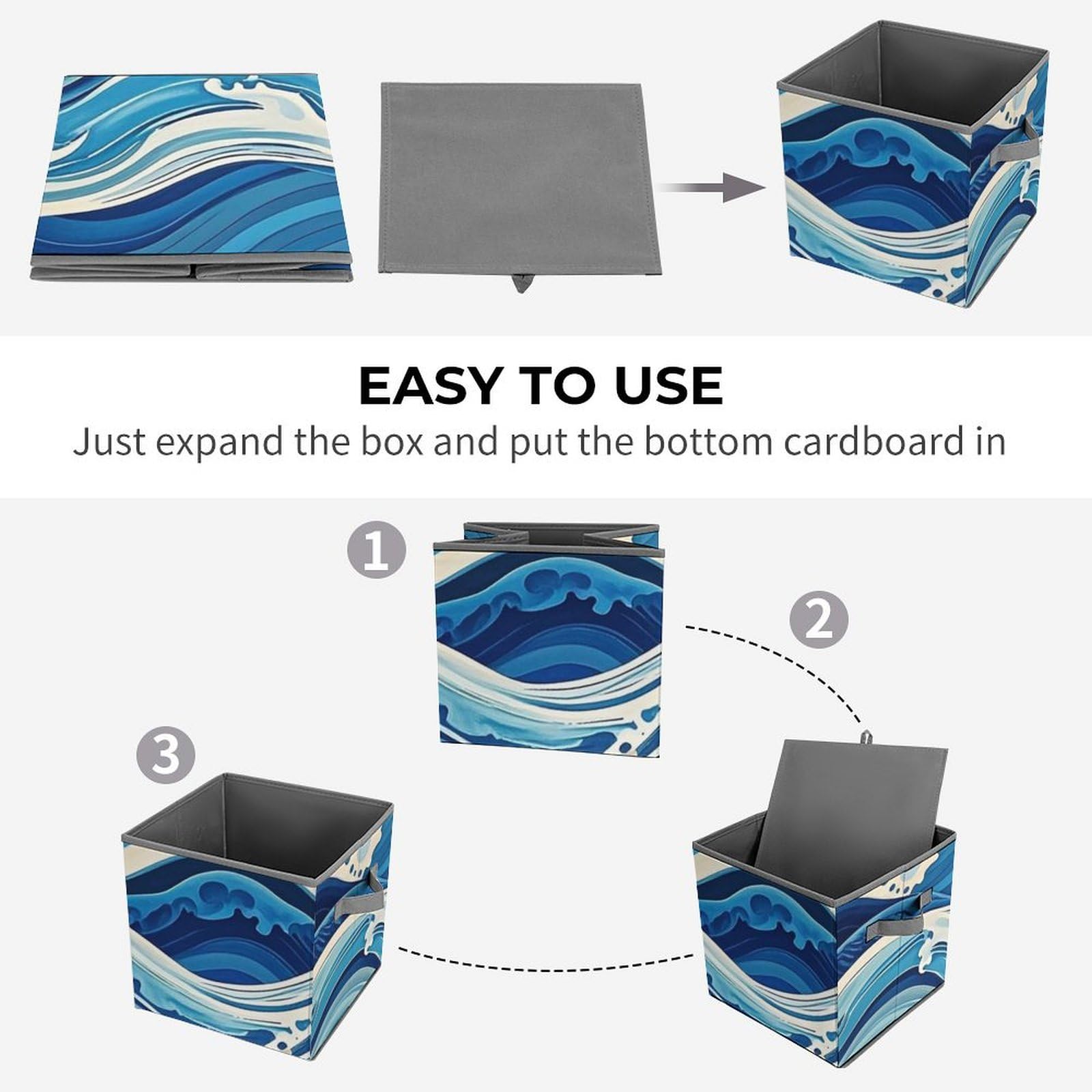 Blue Wave Collapsible Storage Bins - 10.6
