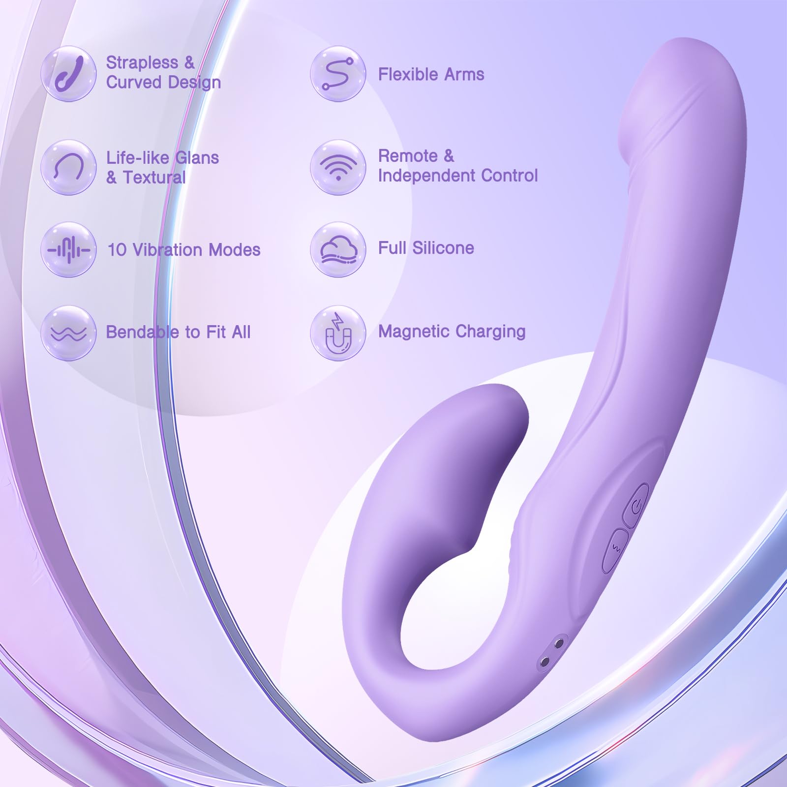 Tracy's Dog Strapless Strap-On Dildo - Realistic Double-Ended Silicone Sex Toy for Women & Couples with 10 Vibration Modes & Remote Control - G Spot Stimulation for Lesbian & Couples Play - Perfect for Solo Play, Partnered Fun & LGBTQ+ Intimacy