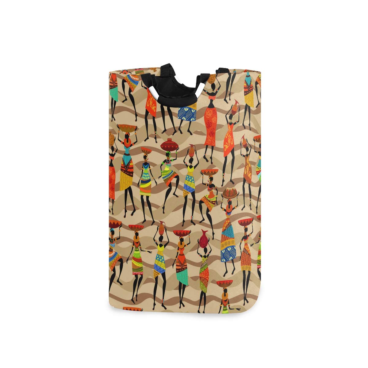 Vintage African Woman Collapsible Laundry Basket - Large Foldable Dirty Clothes Hamper with Handles for Washing, Toys Storage & Organization - Perfect for Nursery, Dorm, Bedroom & Bathroom Use