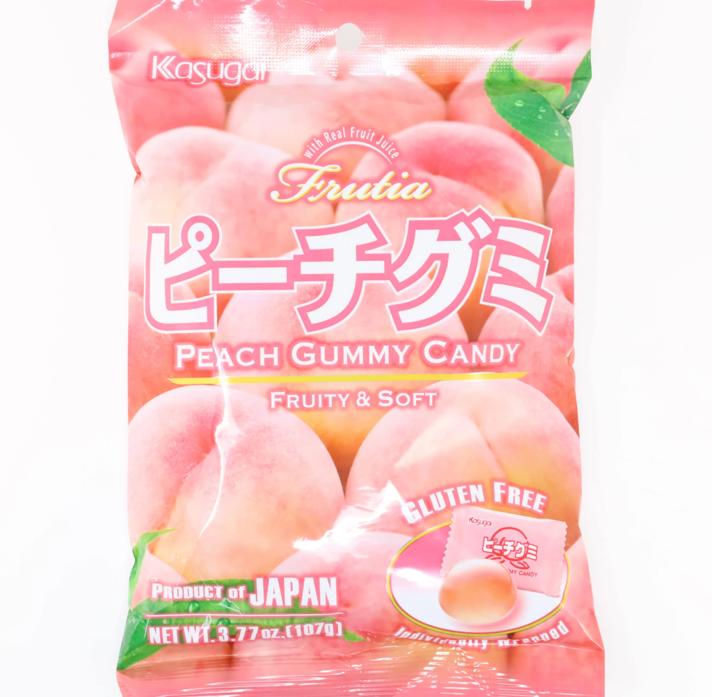 Kasugai Japanese Peach Gummy Candy - 107g Bag of Authentic Fruit Flavored Snacks - Perfect for Lunchboxes, Party Favors & Asian Treat Lovers