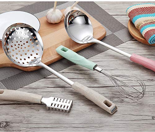 Premium 9-Piece Stainless Steel Kitchen Utensil Set with Stand - Includes Slotted Turner, Ladle, Skimmer, Serving Spoon, Pasta Server, Egg Whisk - Durable Cooking Tools for Baking, Frying, Serving & Everyday Kitchen Use