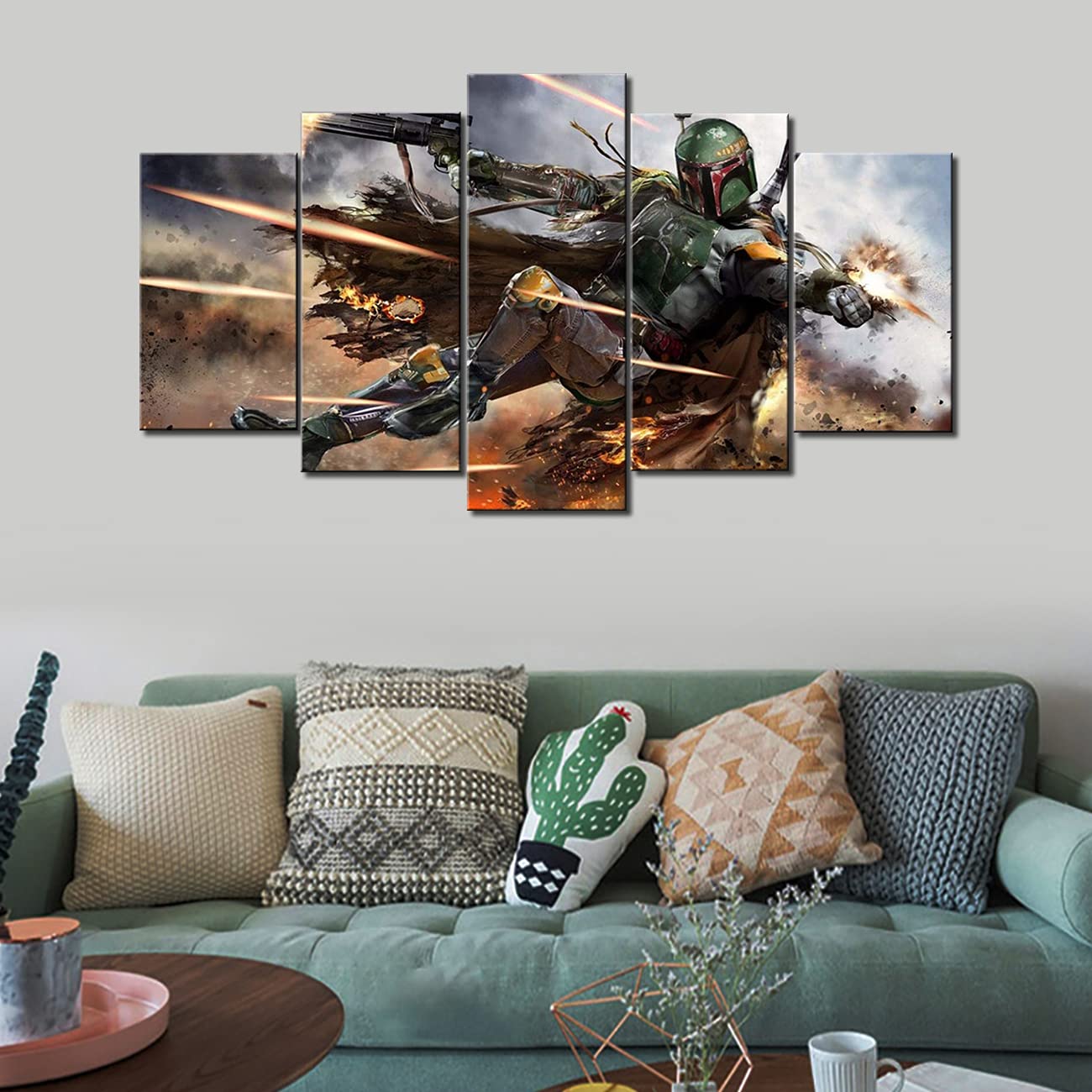 Star Wars Boba Fett Bounty Hunter Classic Movie Poster - 5 Panel Canvas Wall Art Print for Living Room, Bedroom & Home Theater Decor | Premium Home Decor Gift for Fans