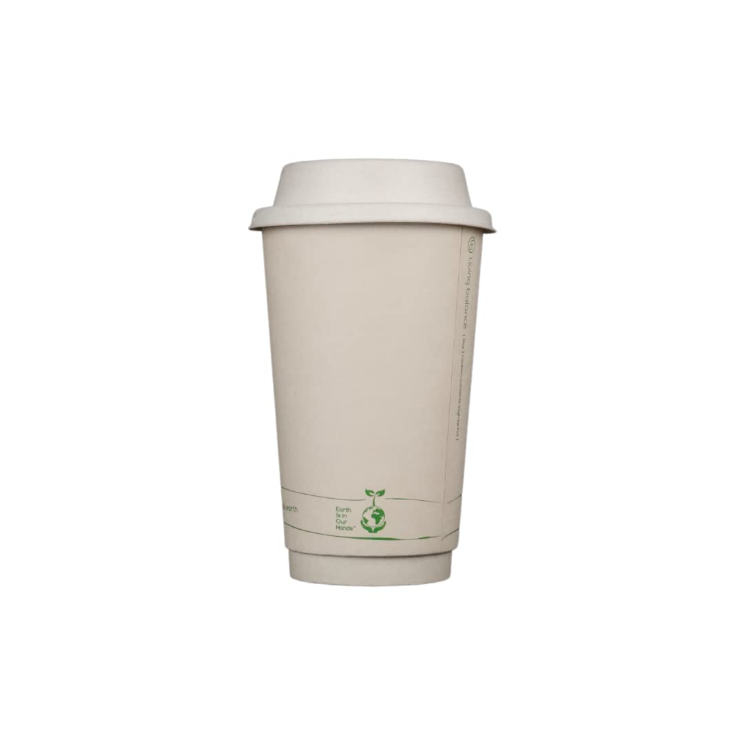 Certified Compostable 16oz Coffee Cups with Lids - 75 Pack | Eco-Friendly Bagasse Coffee Cups with Stirrers & Sleeves | Perfect for Coffee Shops, Offices & Sustainable Events