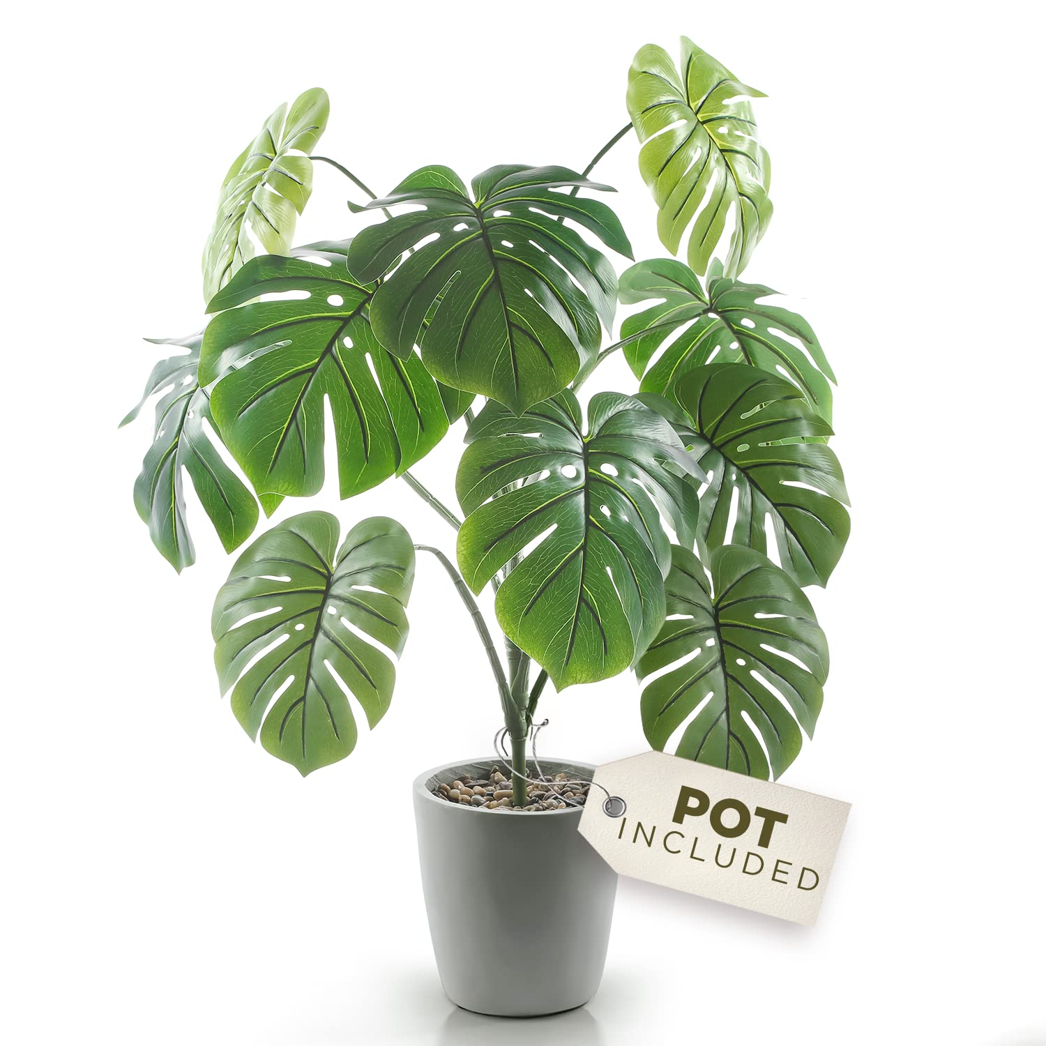 Artificial Monstera Plant with Pot - Swiss Cheese Plant, Fake Indoor Tree for Home Decor, Realistic Faux Plants for Living Room & Bedroom - Perfect for Office, Apartment, and Housewarming Gifts