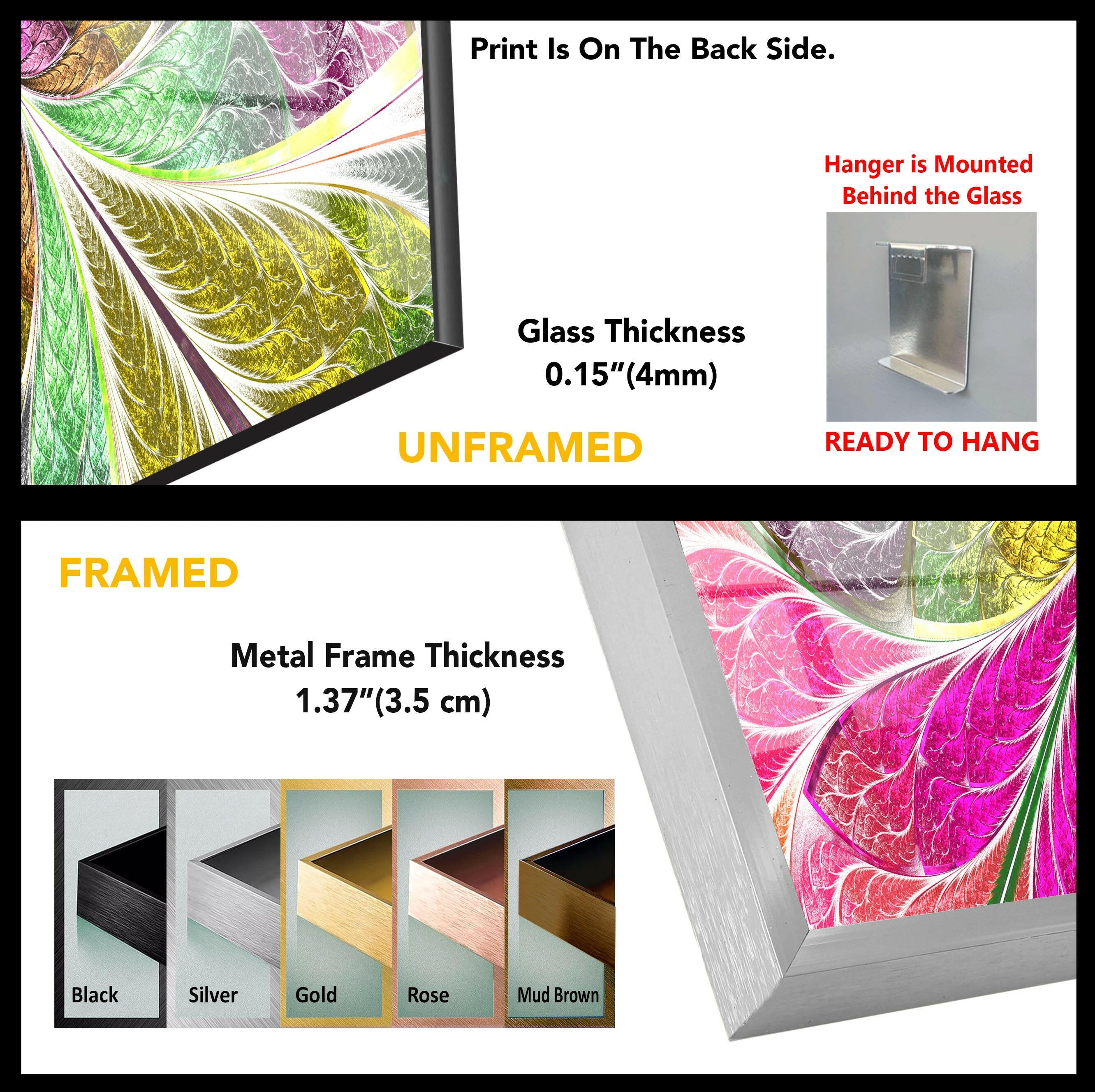 Vibrant Fractal Glass Wall Art Decor - Modern Abstract Handmade Mosaic for Living Room, Bedroom & Office Décor