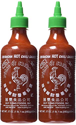 Huy Fong Sriracha Hot Chili Sauce - 17oz (2 Pack) | Premium Asian Chili Garlic Sauce | Perfect for Cooking, Dipping & Spicing Up Meals