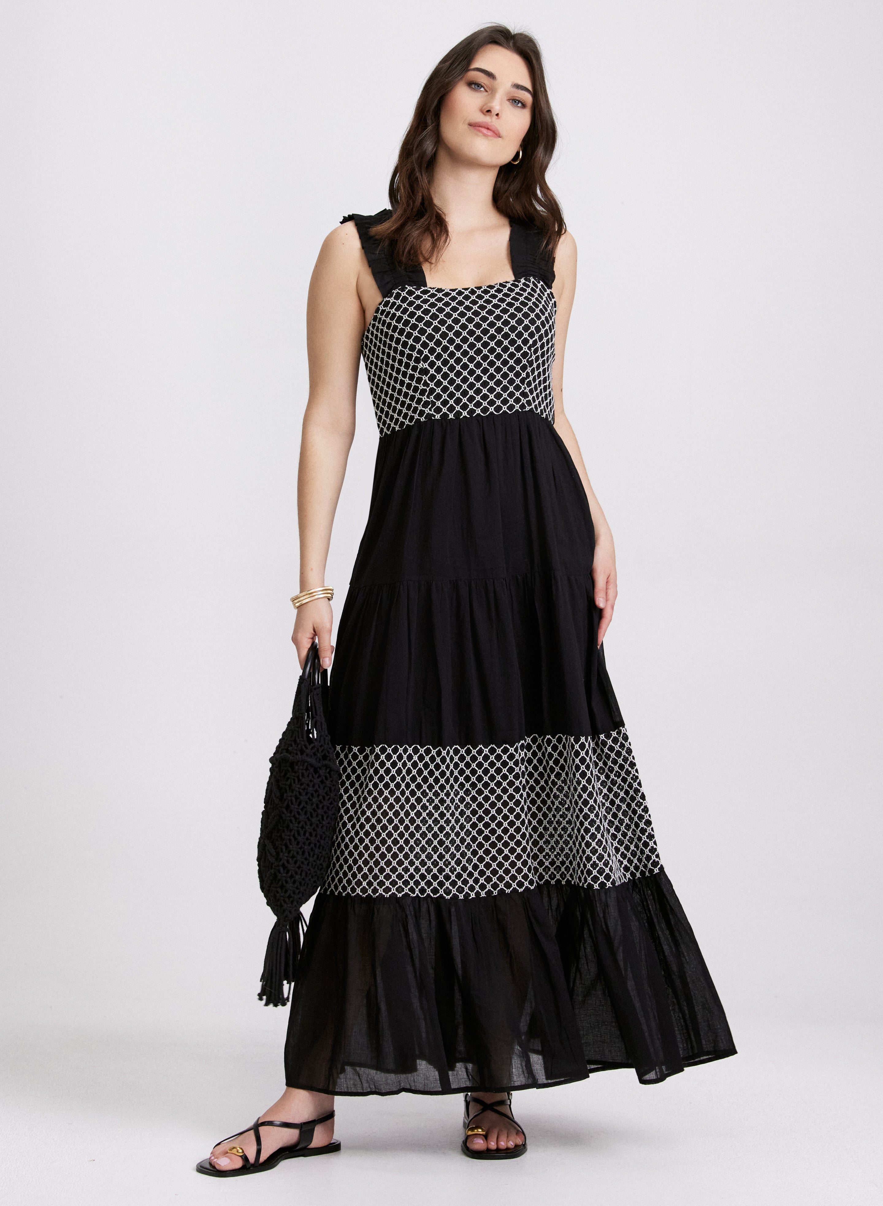 Elegant Crochet Detail Maxi Dress for Women - Boho Summer Beach Dress, Perfect for Vacations, Weddings & Date Nights