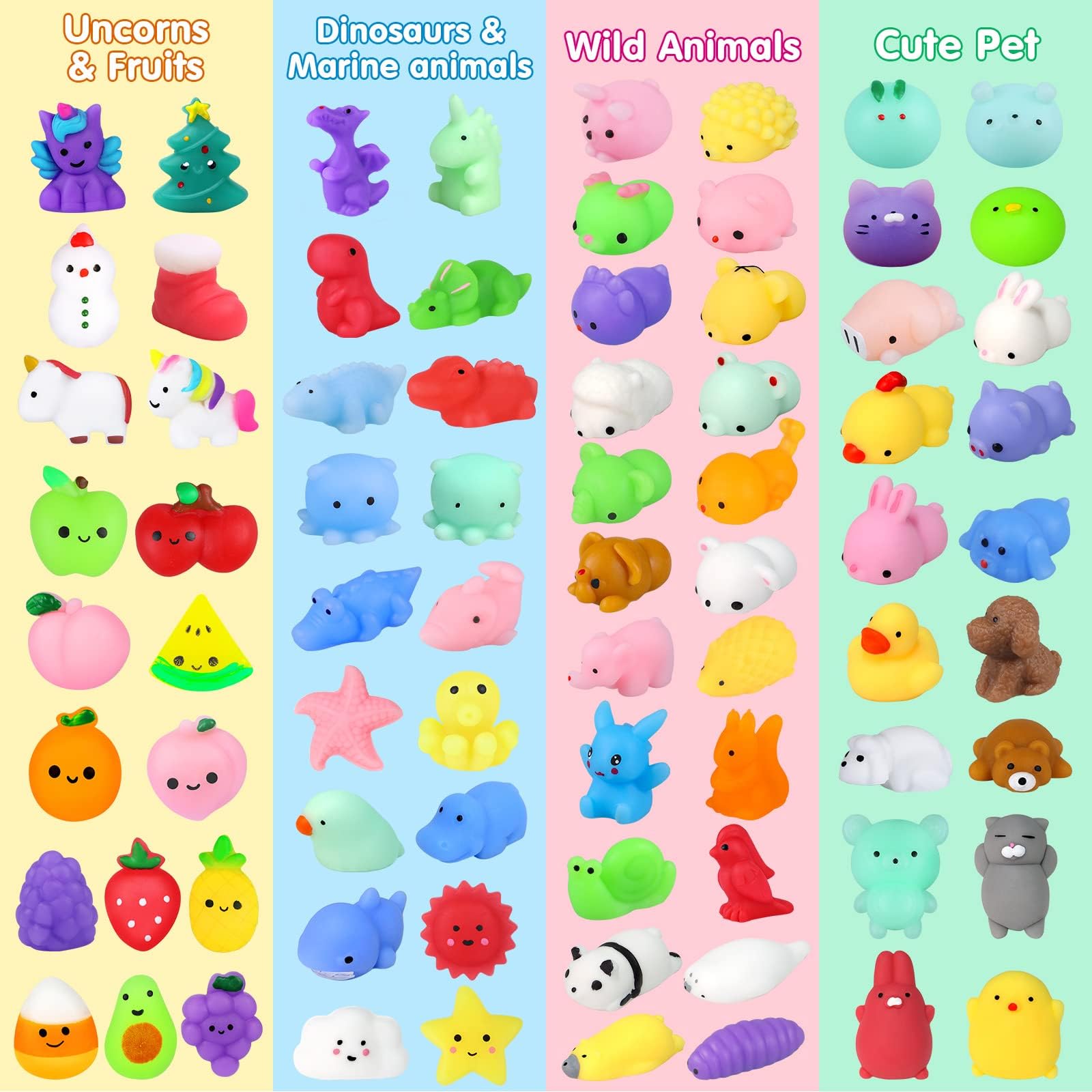 75Pcs Kawaii Squishy Toys for Kids - Stress Relief & Party Favors for Classroom, Birthday Gifts