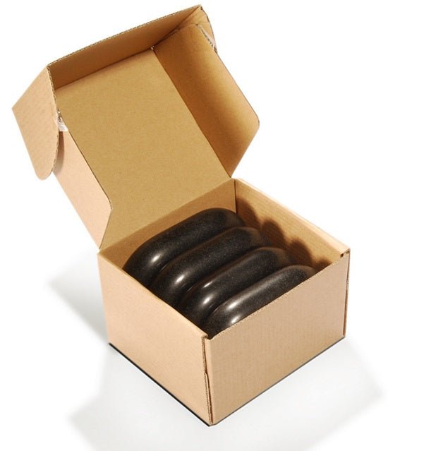 Premium Basalt Hot Stones for Massage Therapy - Extra Large Flat Oval Shape (4-Piece Set, 4.5