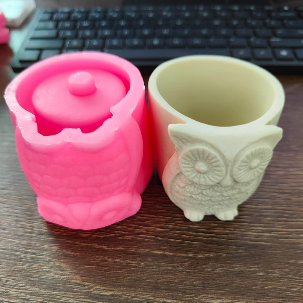 Cute Owl Flower Pot Silicone Resin Mold for Succulent Plants - DIY Gypsum Cement Concrete Clay Molds, Candle Holder Making Kit - Perfect for Home Garden Decor & Handmade Craft Projects