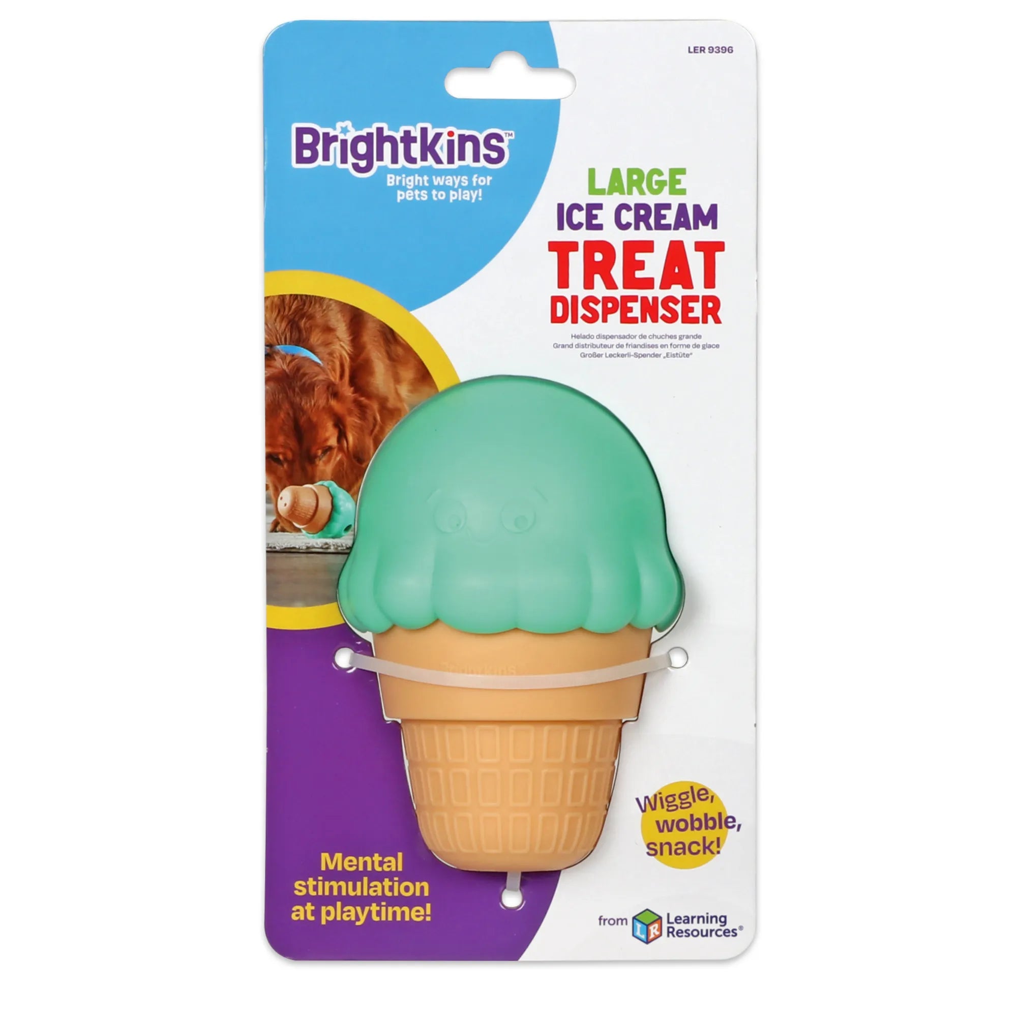 Brightkins Dog Toy Ice Cream Treat Dispenser - Interactive Treat Dispensing Toy for Small & Medium Dogs - Fun Training Reward Toy for Indoor & Outdoor Play