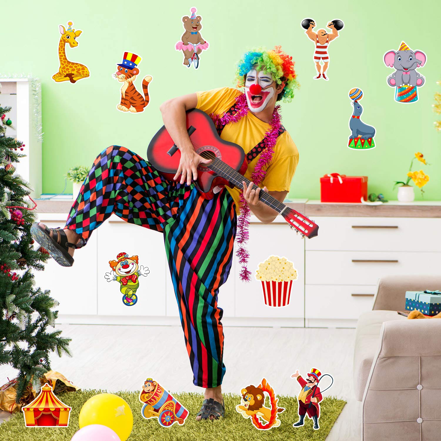 24-Piece Carnival Cutouts Party Supplies - Circus Theme Birthday Decorations with Animals & Clowns | Perfect for Circus-Themed Parties, Carnival Events, and Birthday Celebrations