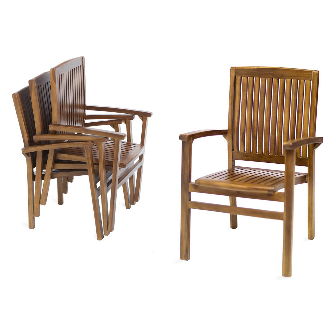 Premium Teak Stacking Chairs for Outdoor & Indoor Use - All Weather Cedar Wood Patio Dining Chairs - Perfect for Garden, Poolside, Restaurant & Events