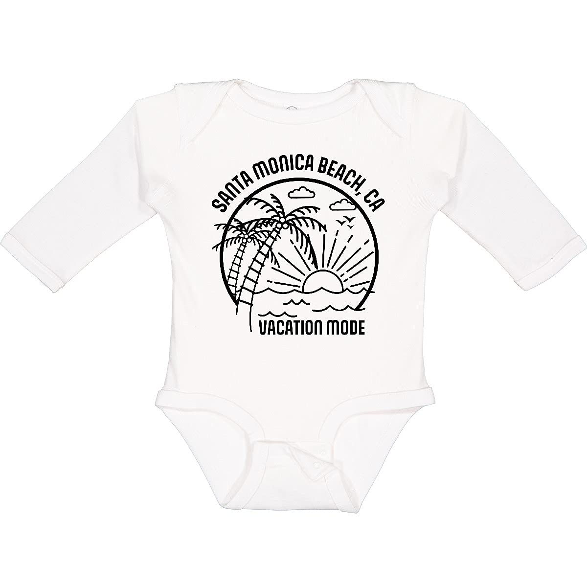 Inktastic Summer Vacation Mode Santa Monica Beach California Long Sleeve Baby Bodysuit - Perfect for Beach Outings, Family Photos & Holiday Gifts
