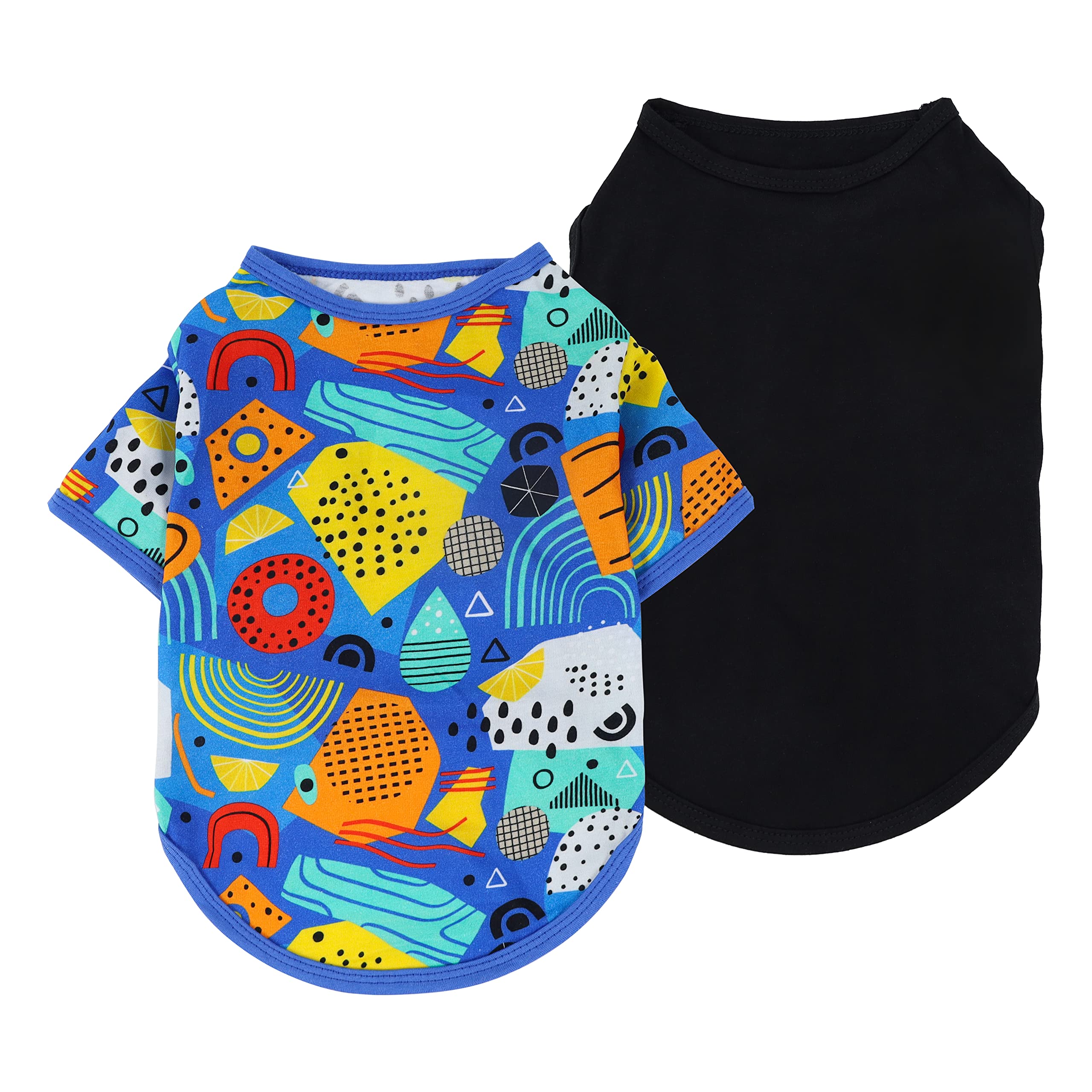 Fitwarm 100% Cotton 2-Pack Dog Shirts for Small Dogs & Cats - Breathable Pet Tank Top & T-Shirt Set - Perfect for Indoor Comfort, Outdoor Walks & Photo Shoots