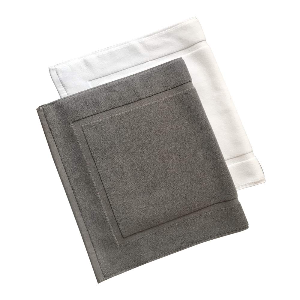 Premium Cotton Banded Bath Mats - Super Absorbent Machine Washable Bathroom Floor Towel, Non-Slip Shower Mat for Tub & Bathroom, Soft Terry Towelling, Grey - Perfect for Wet Floors, Spa Days & Cozy Bathroom Decor