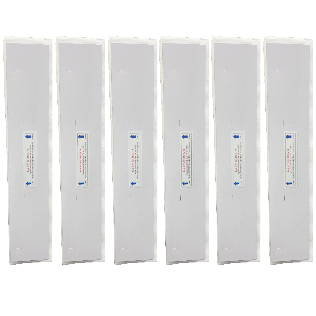 PleatPacks PP 885 MERV 11 Air Filters (6-Pack) - Replacement for RFFS 885 Reusable Filter Frame System | Made in Canada | Ideal for HVAC, Furnace & Home Air Purification Systems