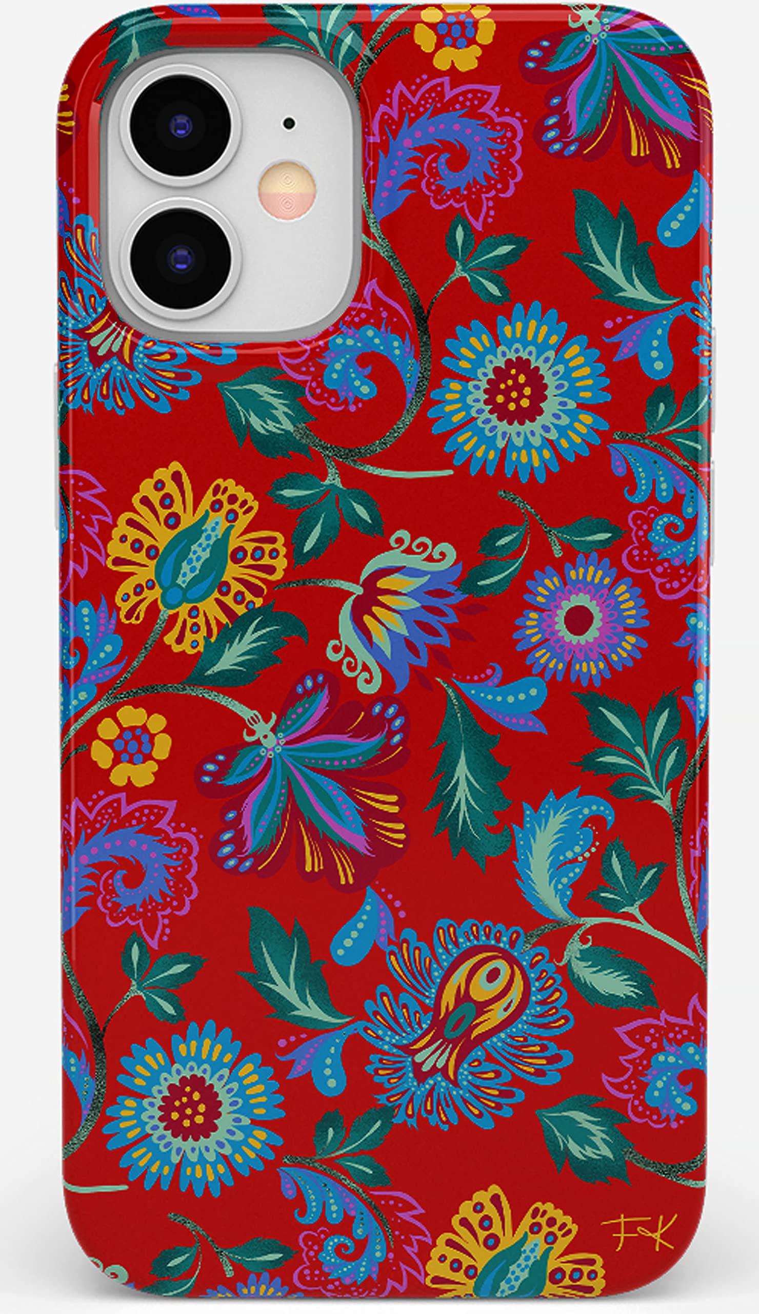 Casely iPhone 11 Case with Painted Flowers - Frida Kahlo Inspired Floral Girly Phone Cover for Women | Perfect for Everyday Use, Gift Giving & Fashion Accessories