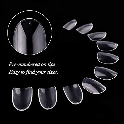600Pcs Short Oval Full Cover Acrylic False Nails - 10 Sizes for DIY Nail Art & Salon Use | Natural Clear Press-On Nails for Everyday Wear & Special Occasions