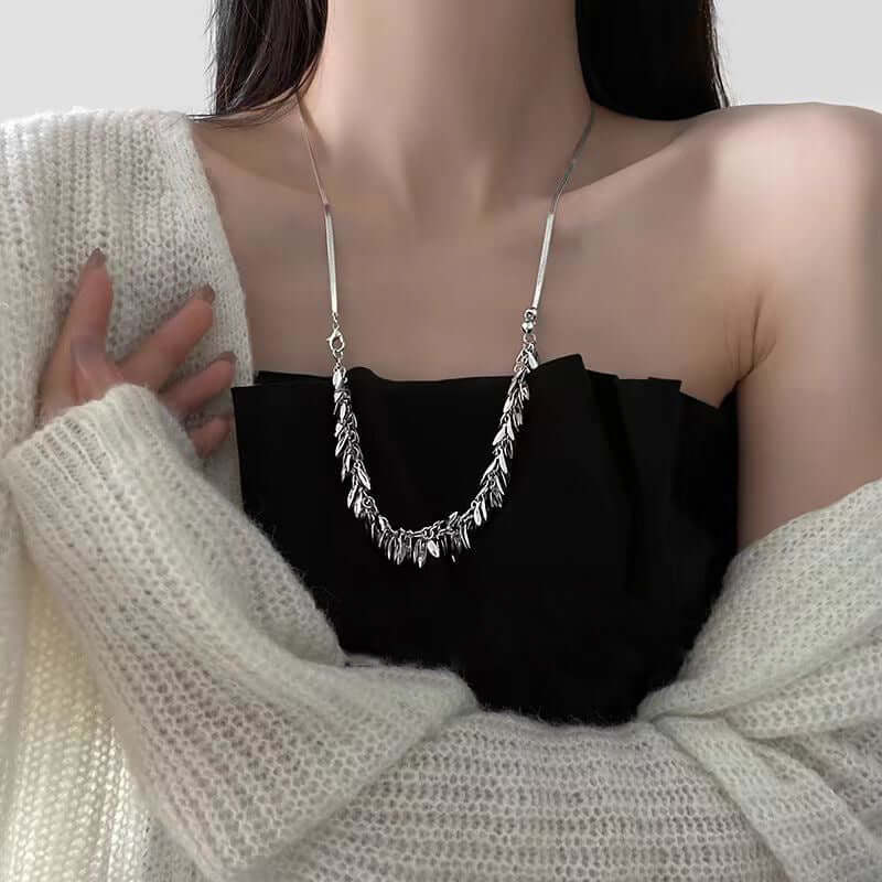 Sequin Leaf Multi-Way Y Chain Tassel Necklace for Women | Adjustable Layered Statement Jewelry | Perfect for Parties, Weddings & Evening Events | EH1775