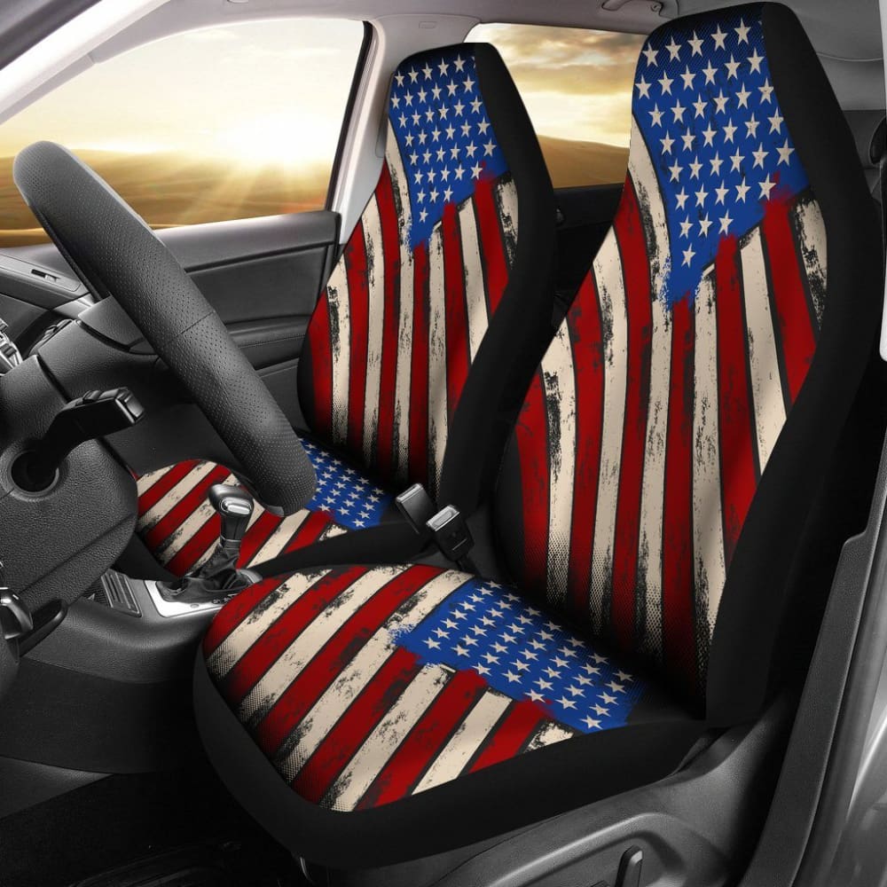 American Flag Red White Blue Car Seat Covers - Patriotic USA Design for Trucks & SUVs - Perfect for 4th of July, Veterans Day & Road Trips