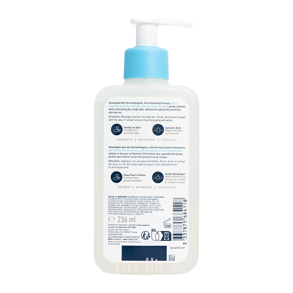 CeraVe SA Smoothing Cleanser 236ml | Salicylic Acid Face Wash for Acne & Rough Skin | Exfoliating & Hydrating Facial Cleanser for Daily Skincare Routine