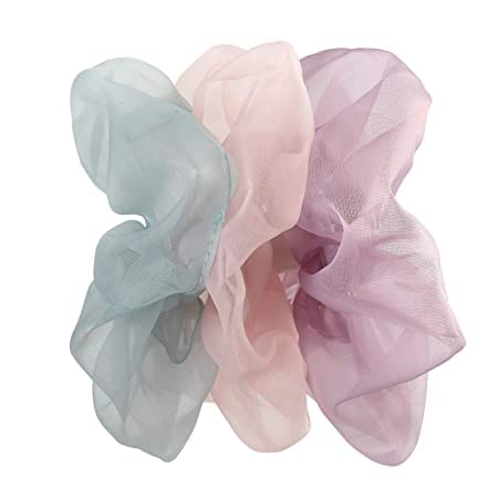 PARTYCART - 6PCS Organza Hair Scrunchies for Women | Soft Elastic Hair Bands, Hair Ties & Ponytail Holders | Perfect for Girls, Weddings, Parties & Everyday Use