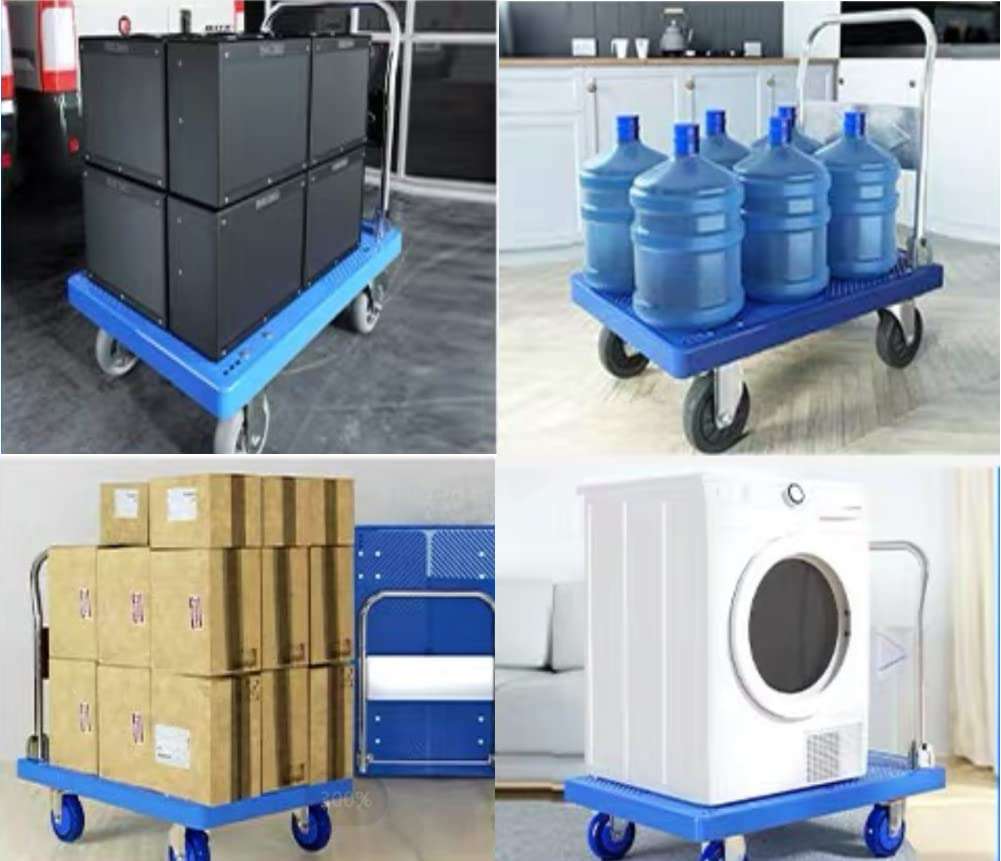 150kg Heavy Duty Foldable Warehouse Platform Trolley - Industrial Dolly Cart with Swivel Wheels for Moving, Loading & Transport - Perfect for Warehouse, Factory, Home & Office Use