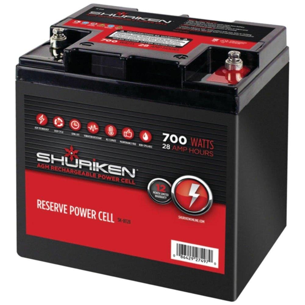 SHURIKEN SK-BT28 12V Lithium Battery - 700 Watts, 28 Amps - High Performance Power Solution for Car Audio, Marine, RV & Off-Grid Applications