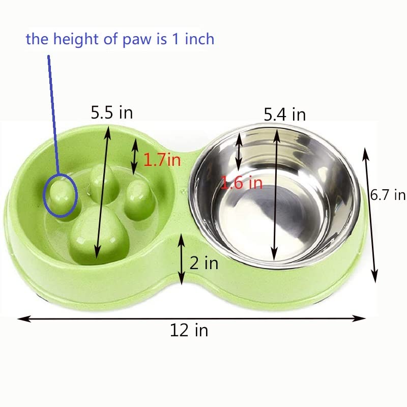 Slow Feeder Dog & Cat Bowl - Stainless Steel Double Bowl with Anti-Choking Design for Small & Large Pets - Perfect for Mealtime Fun and Portion Control at Home or Travel