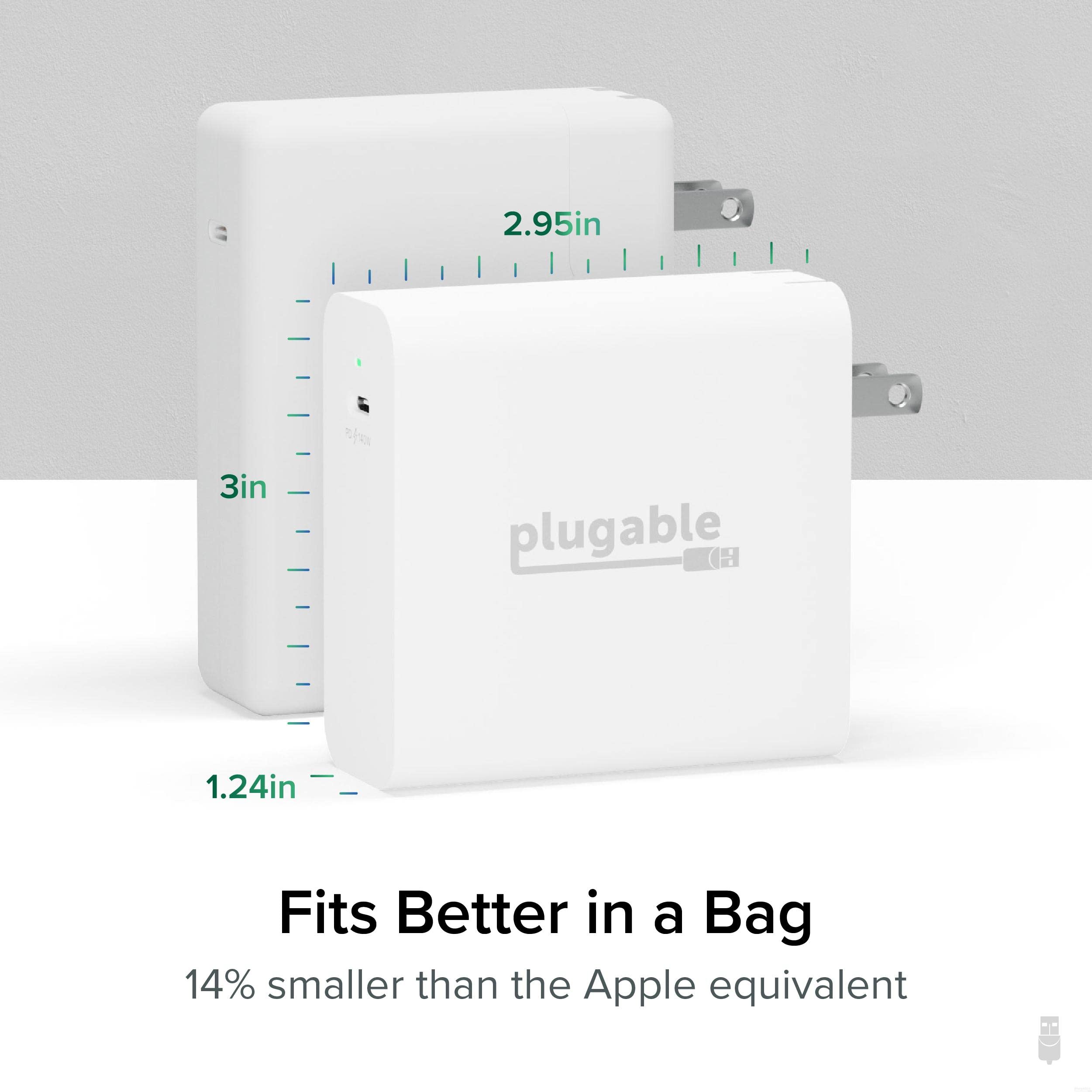 Plugable 140W USB C GaN Fast Wall Charger - PD 3.1 (EPR) Power Adapter for MacBook Pro/Air, iPad Pro, Surface Laptop & USB-C Devices - Perfect for Home, Office & Travel Charging