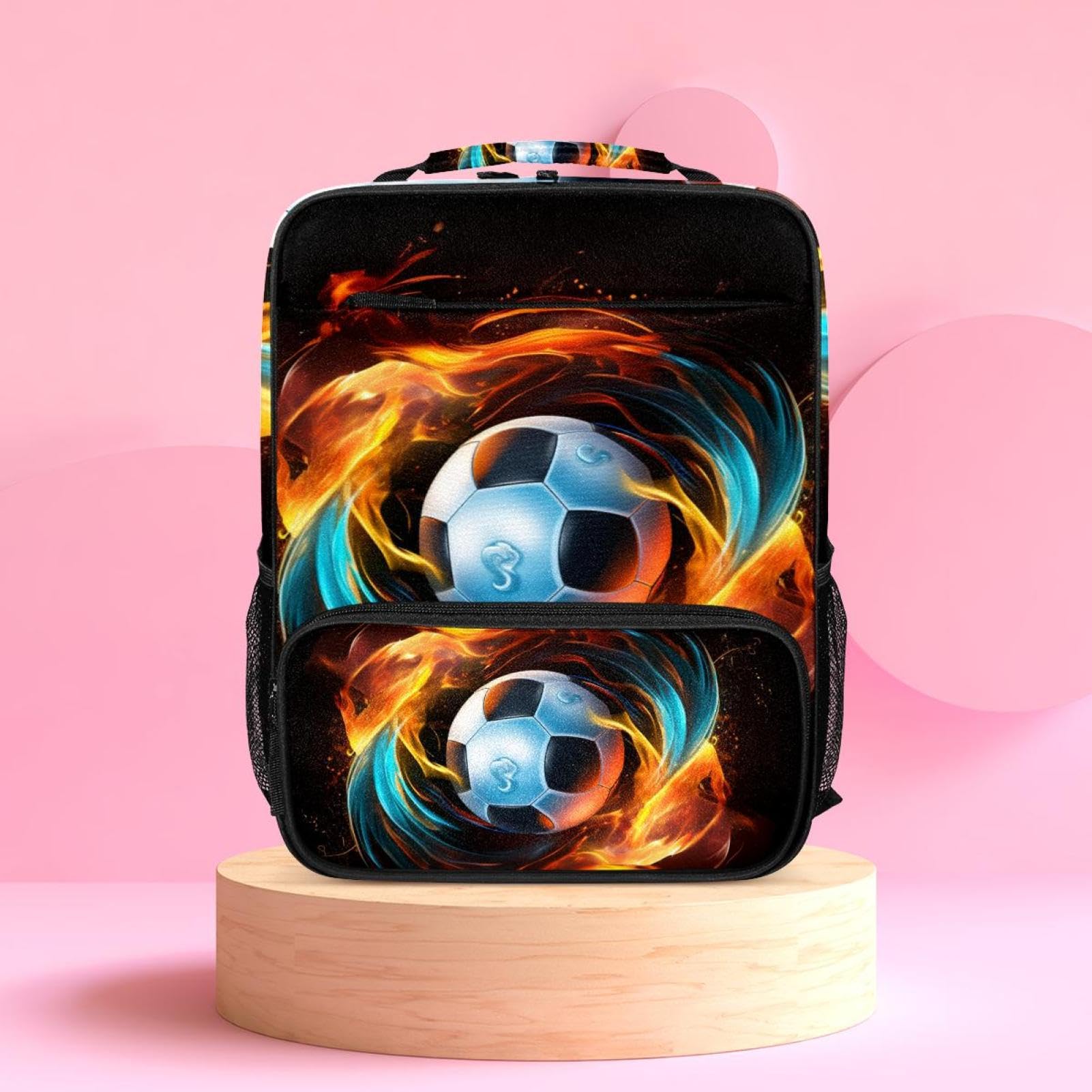 Premium Travel Backpack for Men & Women - Durable Flaming Football Design Backpack for Hiking, Gym, Work & College | Water-Resistant & Comfortable