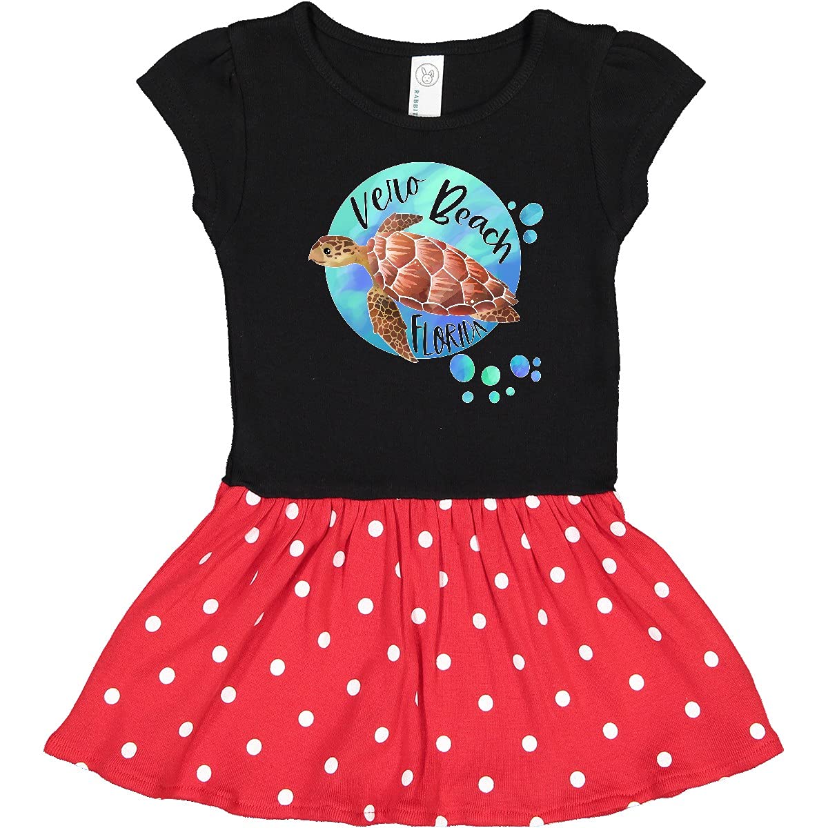 Inktastic Vero Beach Florida Sea Turtle with Bubbles Baby Girl Dress - Cute Infant Outfit for Beach Vacation, Pool Party & Summer Photoshoot