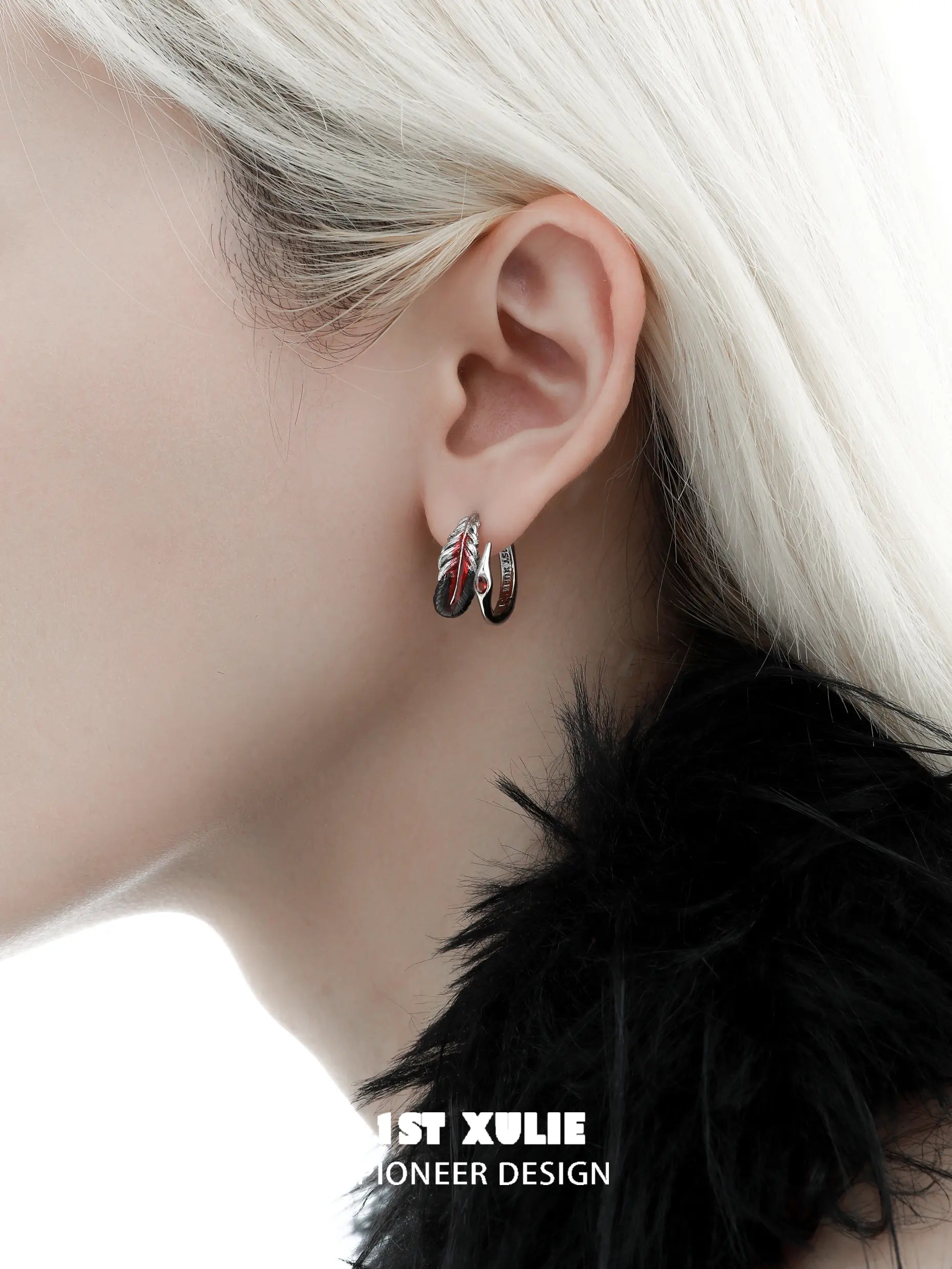 18K Platinum Plated Feathered Spiral Earrings - Elegant Soaring Cranes Design for Women | Perfect for Weddings, Parties & Special Occasions