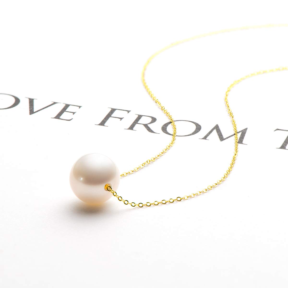 18K Gold White Pearl Pendant Necklace - 9.5-10mm Freshwater Cultured Pearl Jewelry for Women, Wife, Mom - Valentine's Day, Anniversary & Birthday Gift - Elegant White Gold/Yellow Gold Necklace for Wedding, Party & Special Occasions