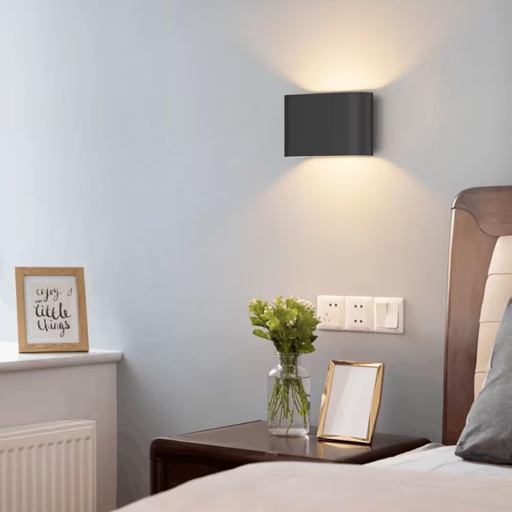 Aipsun Black LED Wall Sconces 1 Pack - Modern Hardwired Up/Down Wall Lights for Living Room, Bedroom, Hallway - Warm White 3000K with G9 Bulbs - Perfect for Ambient Lighting and Home Decor