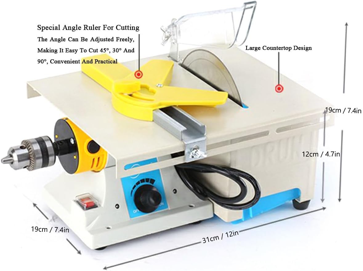 Professional Jewelry Lapidary Saw - Mini Table Saw & Grinder Polishing Machine for Cutting Rocks (0-10000 RPM, 220V) with Flexible Shaft & Right Benchtop - Perfect for Gemstone Cutting, DIY Jewelry Making & Rock Polishing
