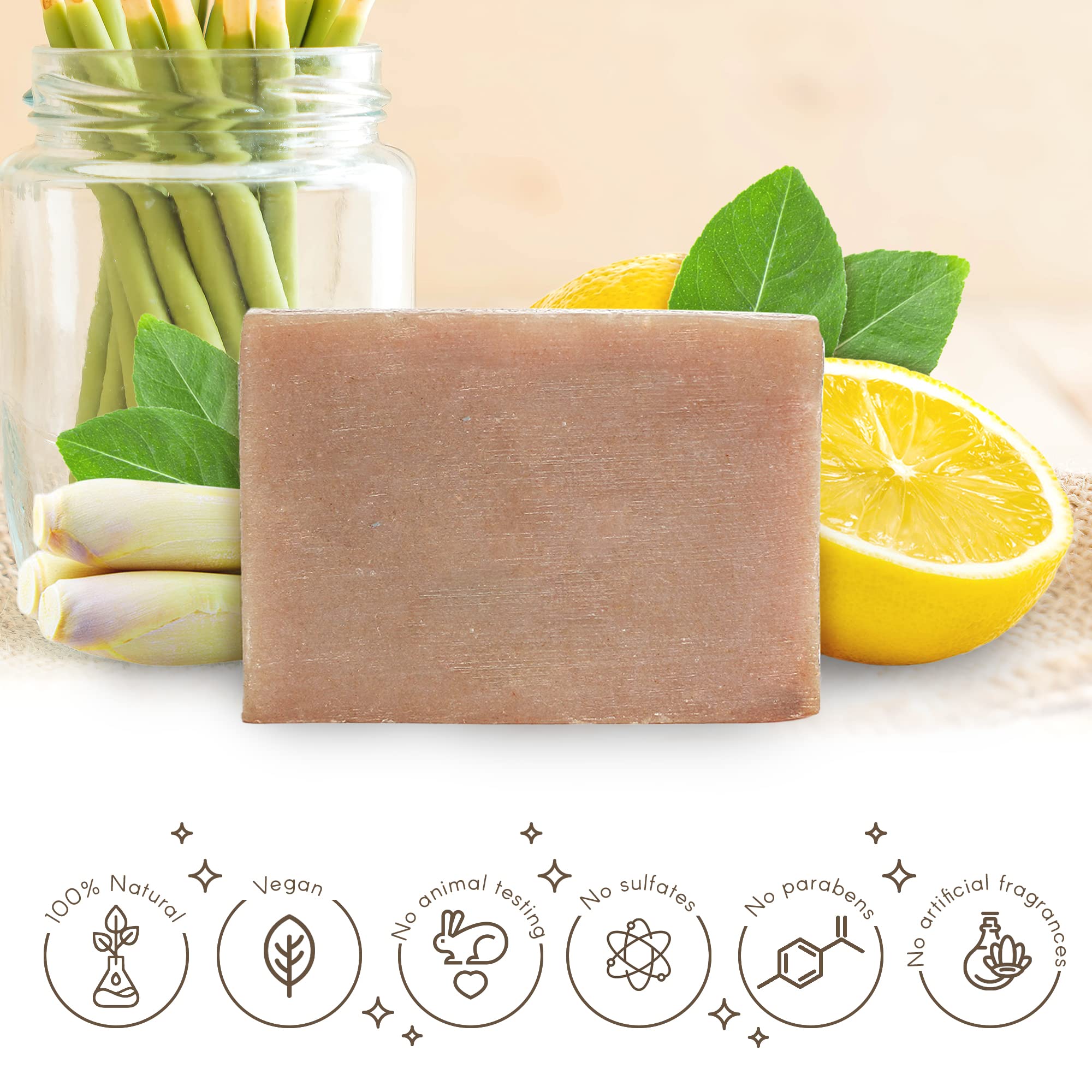 Havana & Co. Natural Lemongrass Soap Bars 5.3oz - Handmade Vegan Moisturizing Body Bar for Men & Women - Cold-Pressed Face, Hand & Bath Wash - Ideal for Dry Skin Care, Spa Day & Eco-Friendly Gifting