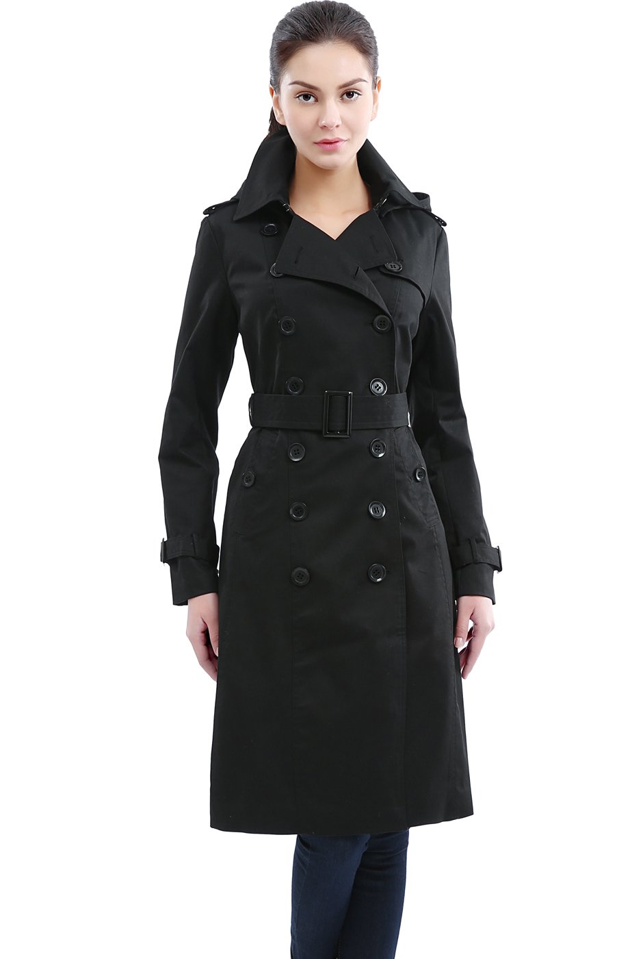 BGSD Women's Waterproof Classic Hooded Long Trench Coat - Stylish Raincoat for Outdoor Activities, Commuting & Travel