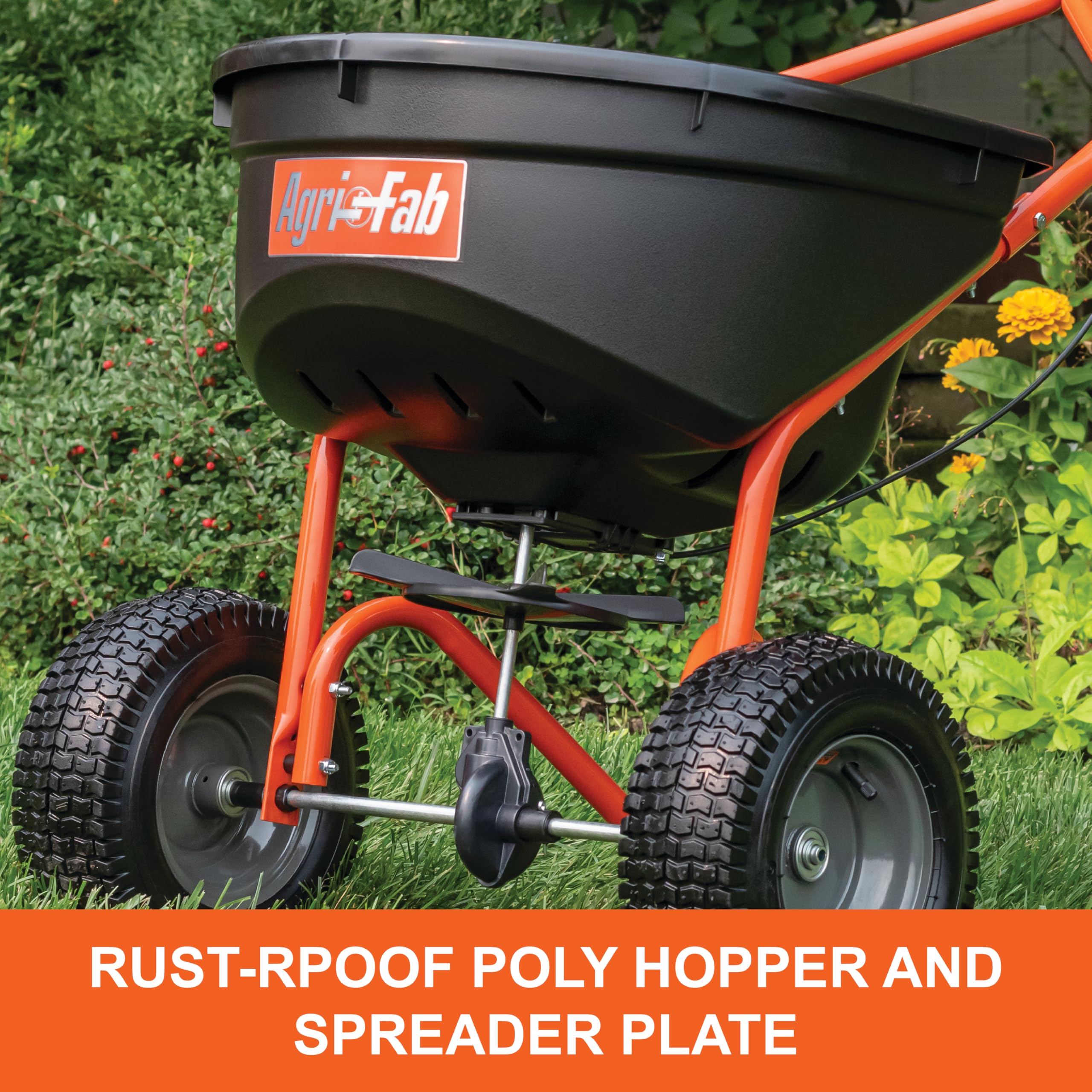 Agri-Fab 45-0576 110lb Push Broadcast Spreader for Lawn Care - Heavy Duty Fertilizer Spreader for Grass Seed, Salt, Ice Melt - Perfect for Large Yards, Golf Courses & Landscaping
