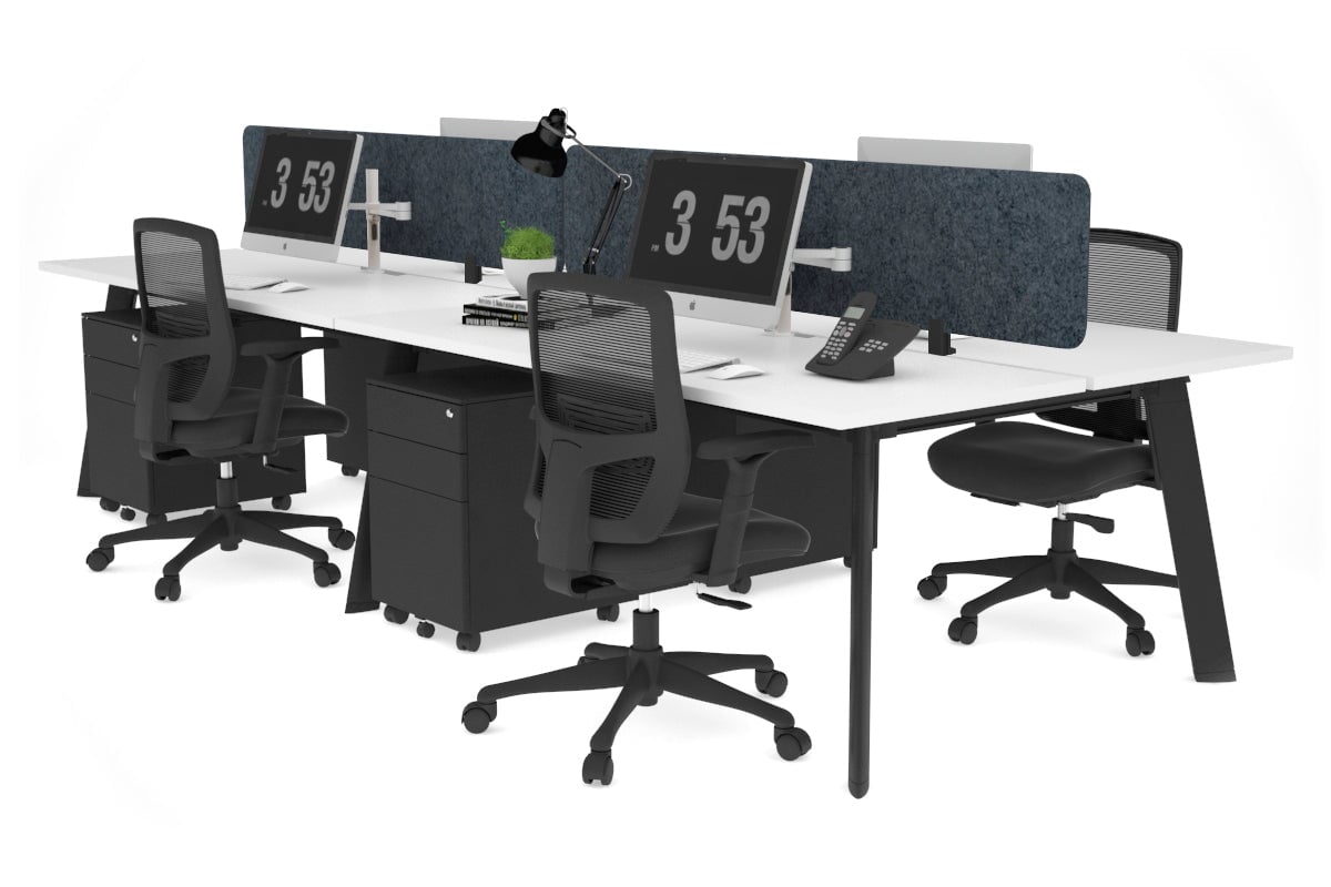 4-Person Workstation with Black Frame - 1200L x 800W Office Desk with Cable Management for Team Collaboration | Perfect for Open Offices, Coworking Spaces & Home Offices