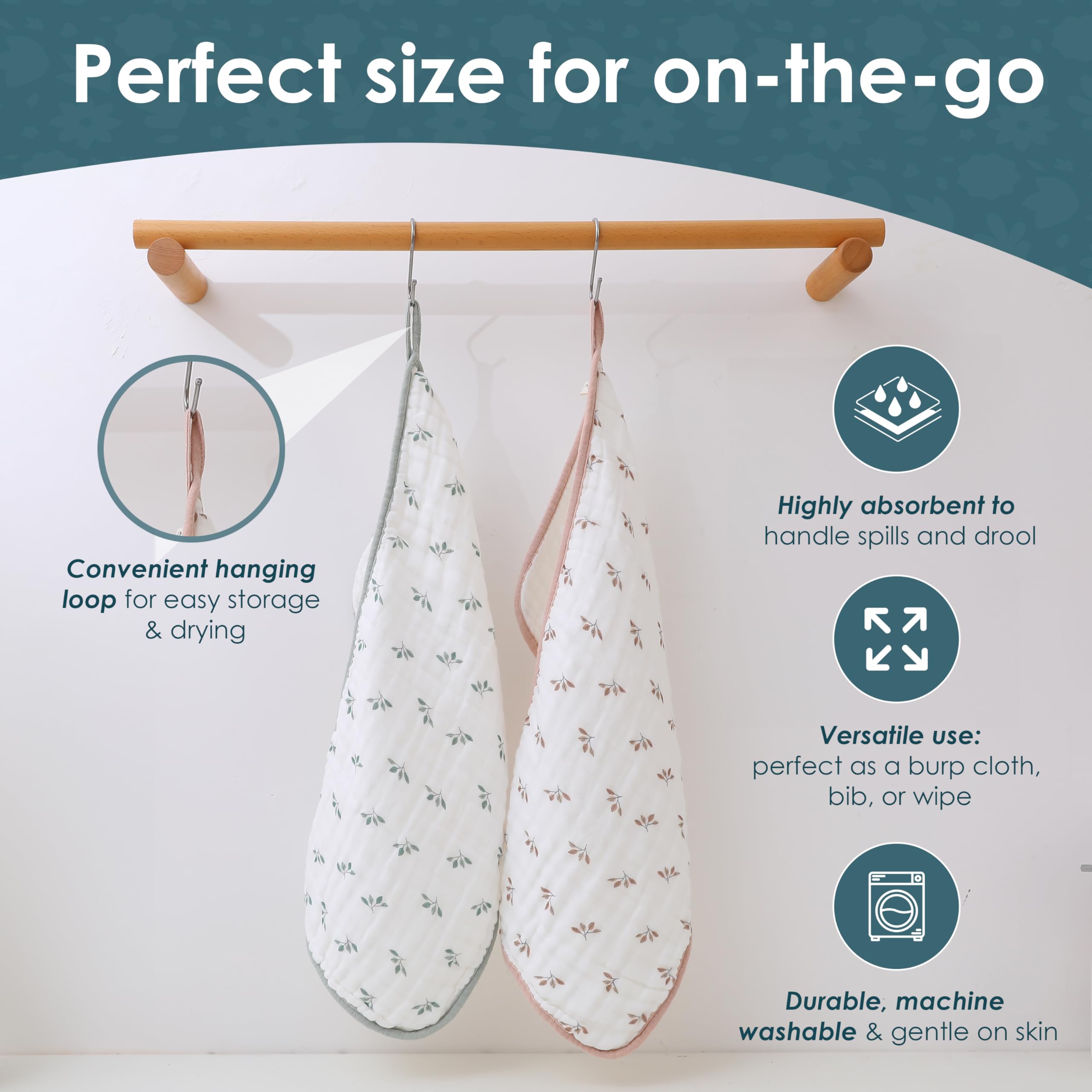 6-Pack Premium 100% Cotton Muslin Burp Cloths for Newborns - Extra Large 20