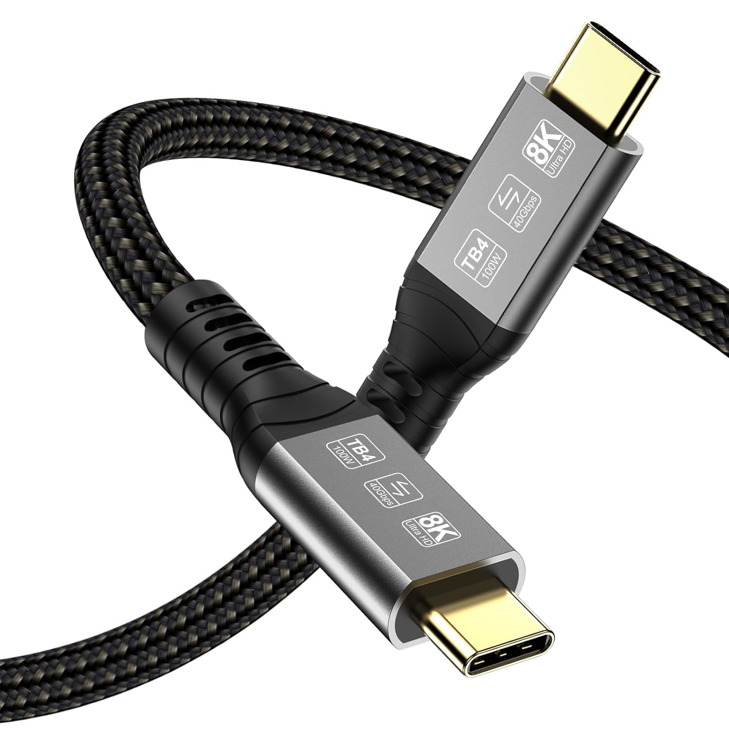 High-Speed USB 4 Cable 6.6ft - 40Gbps Thunderbolt 4 & 3 Compatible - 8K Video & 100W Fast Charging - Type C Cable for iPhone 15 Pro Max, MacBook Pro, SSD, eGPU - Perfect for 4K/8K Video Editing & Fast Data Transfer