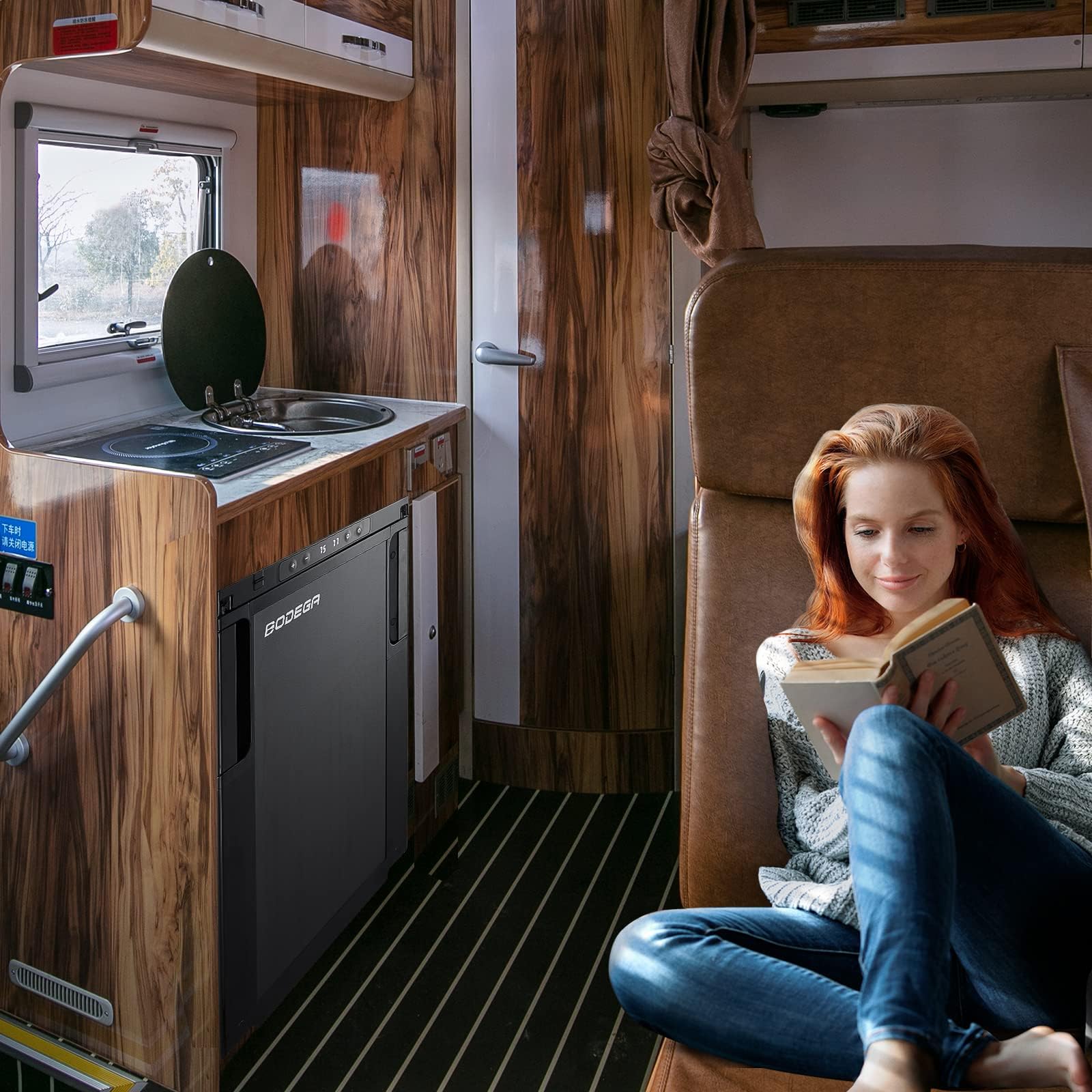 Upgraded 12V/24V DC RV Refrigerator - 45L (1.6 cu.ft) Portable Fridge Freezer with APP Control & Lock, Temperature Range -4°F to 46°F for Truck, RV, Camping, Travel - Perfect for Road Trips, Outdoor Adventures & Mobile Living