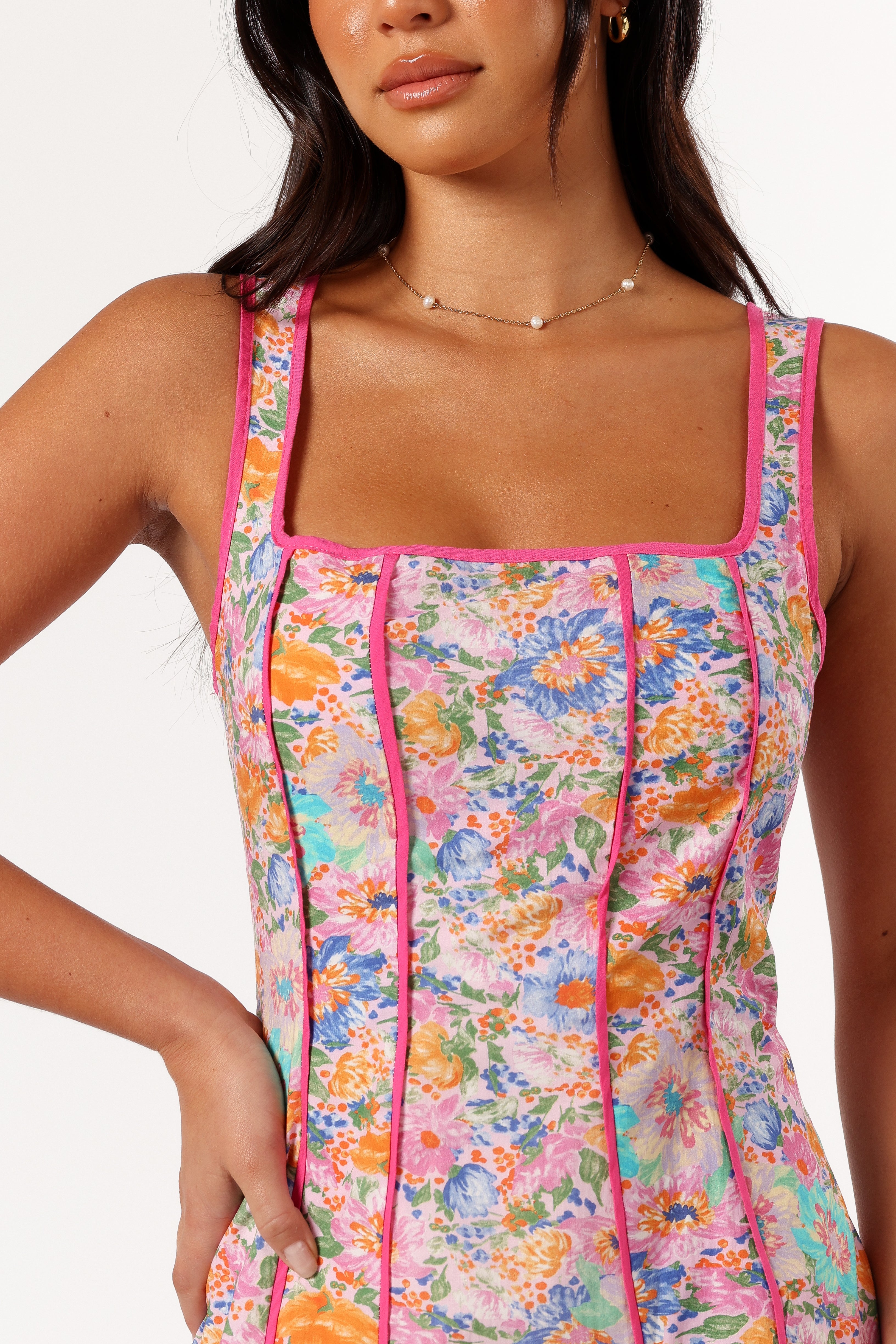 Bonie Mini Floral Dress for Women - Pink Multi Color Summer Dress, Casual & Party Wear, Perfect for Beach, Vacation and Date Nights