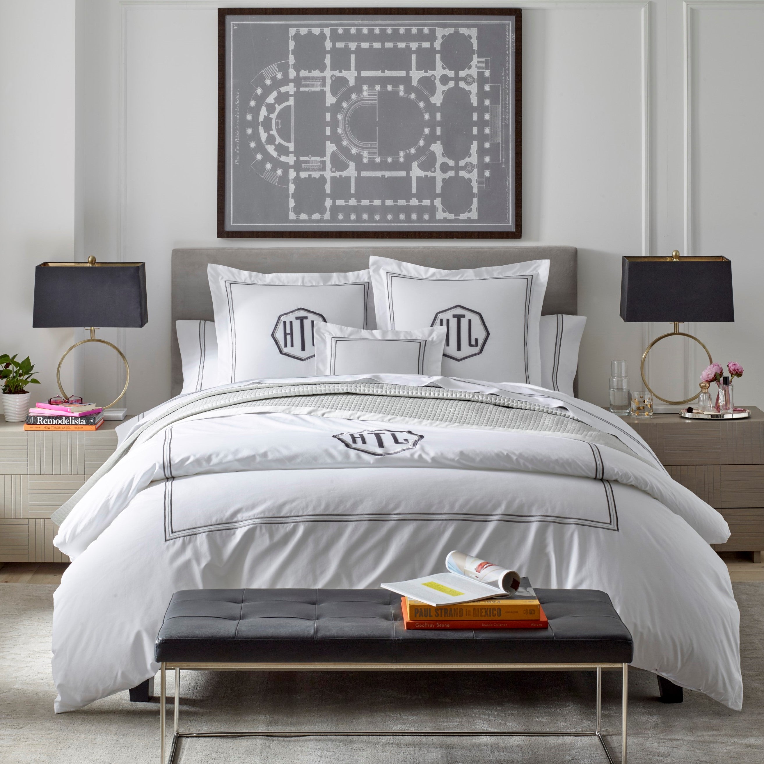 Personalized Monogrammed Delancey Shams - Luxury Embroidered Bedding Set for Home Decor & Gift Giving