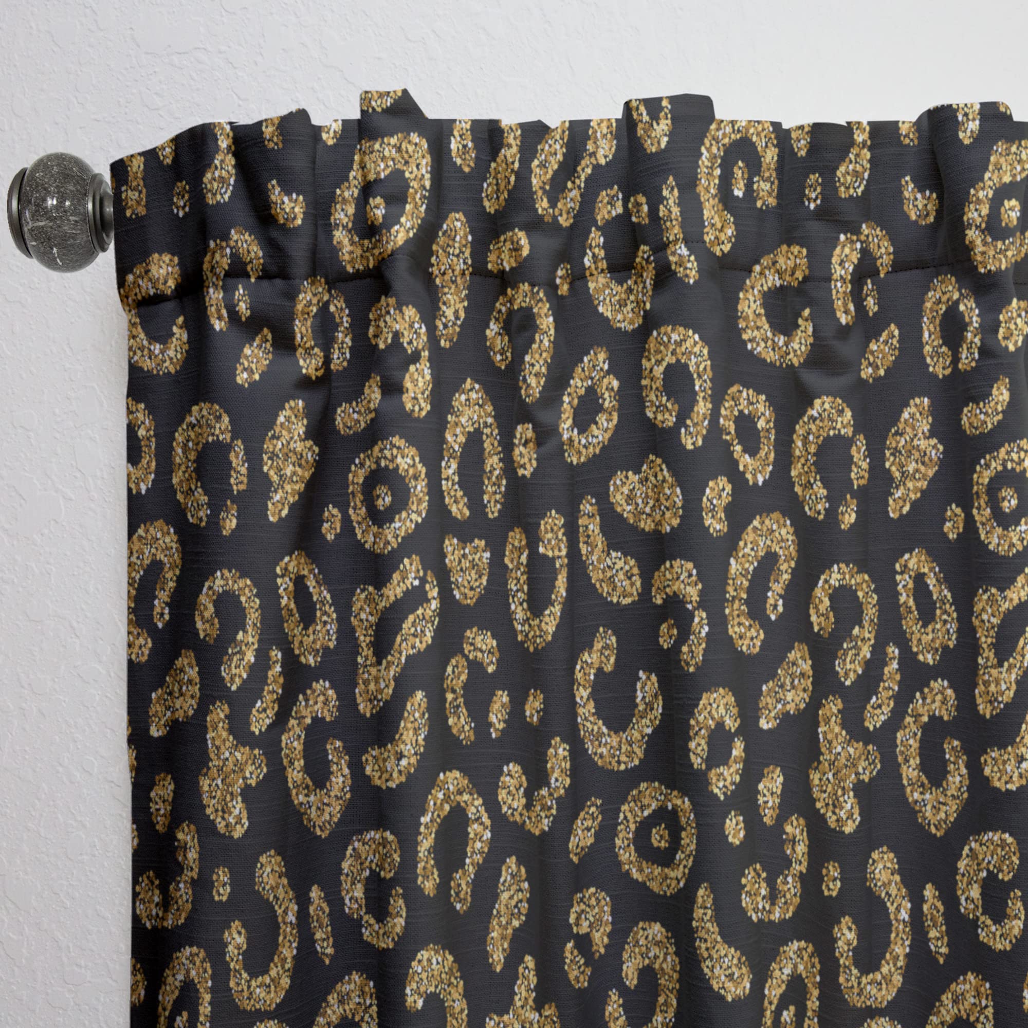 DesignQ Golden Leopard Print Thermal Insulated Curtains - Single Panel 52x63 Inches - Luxury Blackout Drapes for Bedroom & Living Room (Perfect for Home Theater, Nursery & Energy Efficiency)